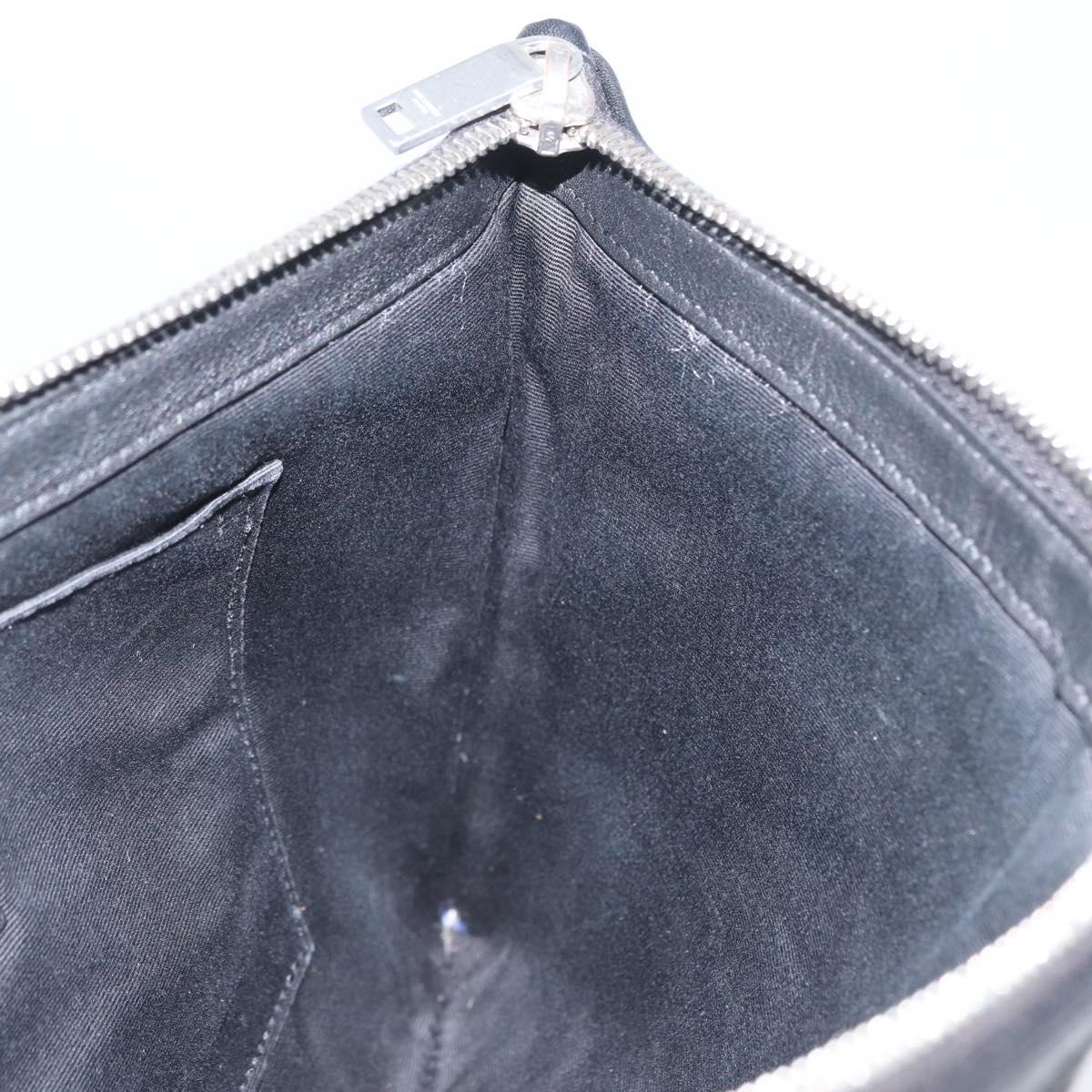 SAINT LAURENT Clutch Bag Canvas Gray Silver Auth 172695