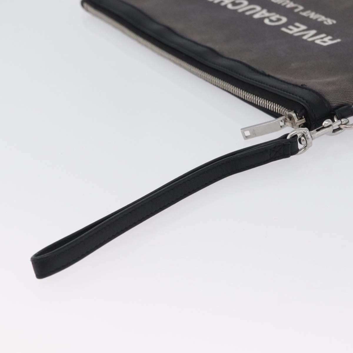 SAINT LAURENT Clutch Bag Canvas Gray Silver Auth 172695