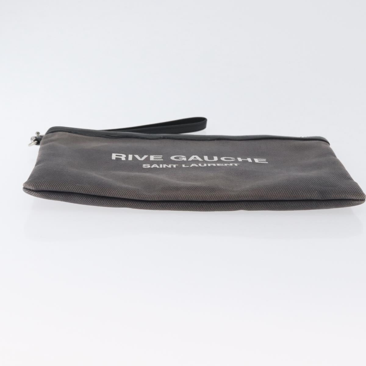 SAINT LAURENT Clutch Bag Canvas Gray Silver Auth 172695