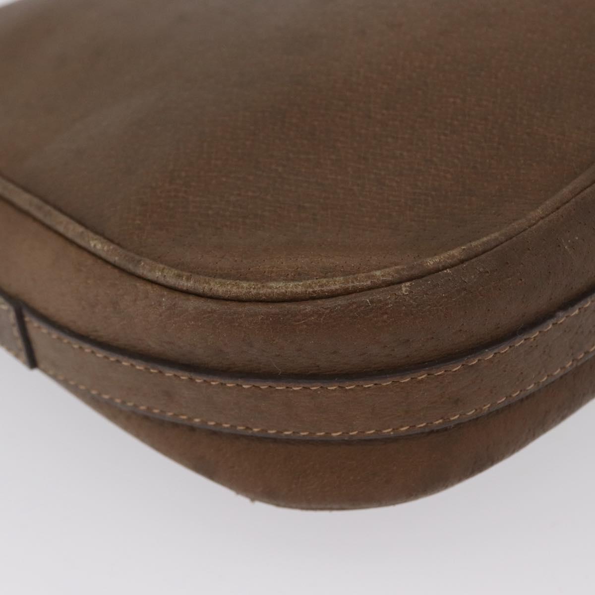 GUCCI Shoulder Bag Leather Brown Gold Auth 172696