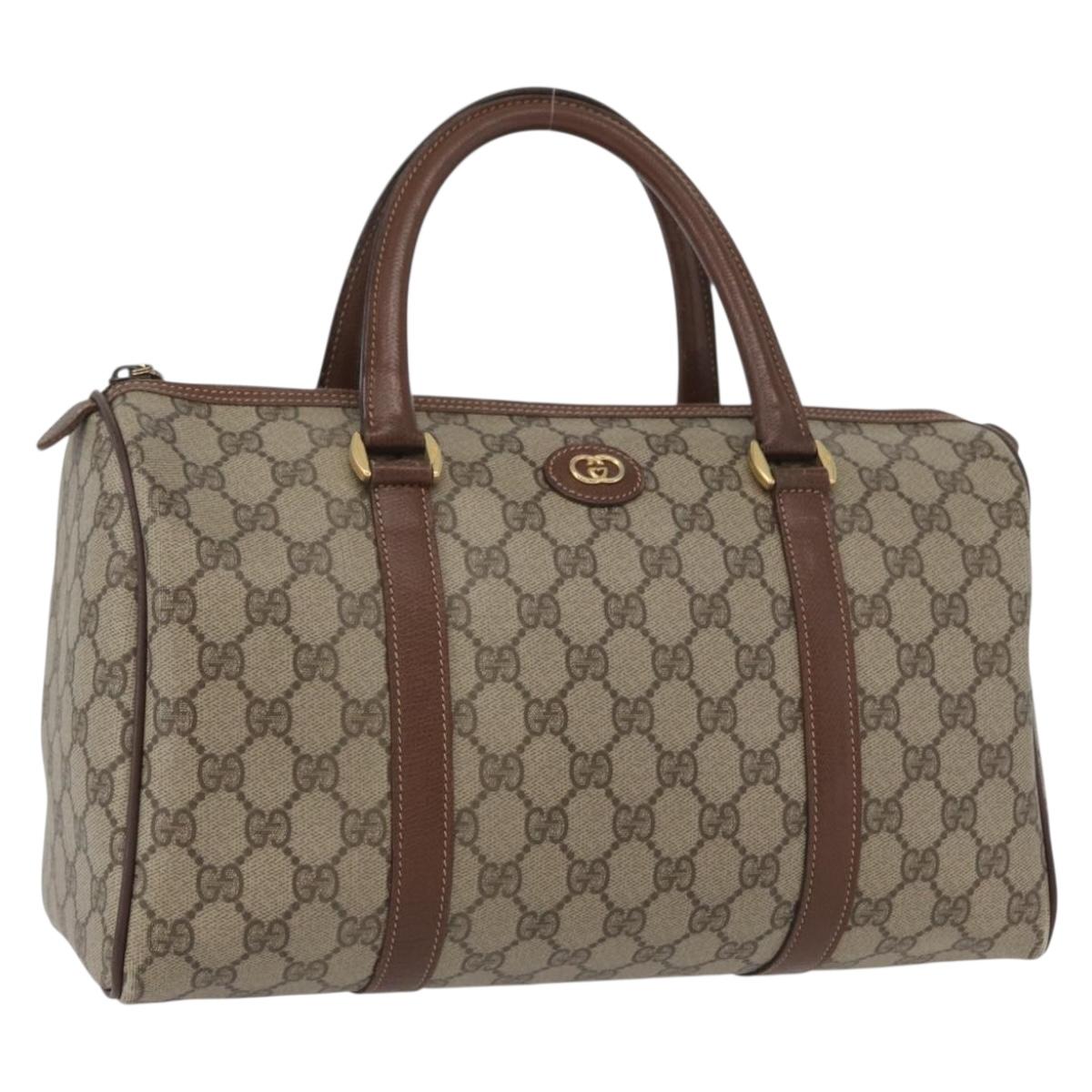 GUCCI GG Supreme Boston Bag PVC Beige Gold 002 123 6842 Auth 172706