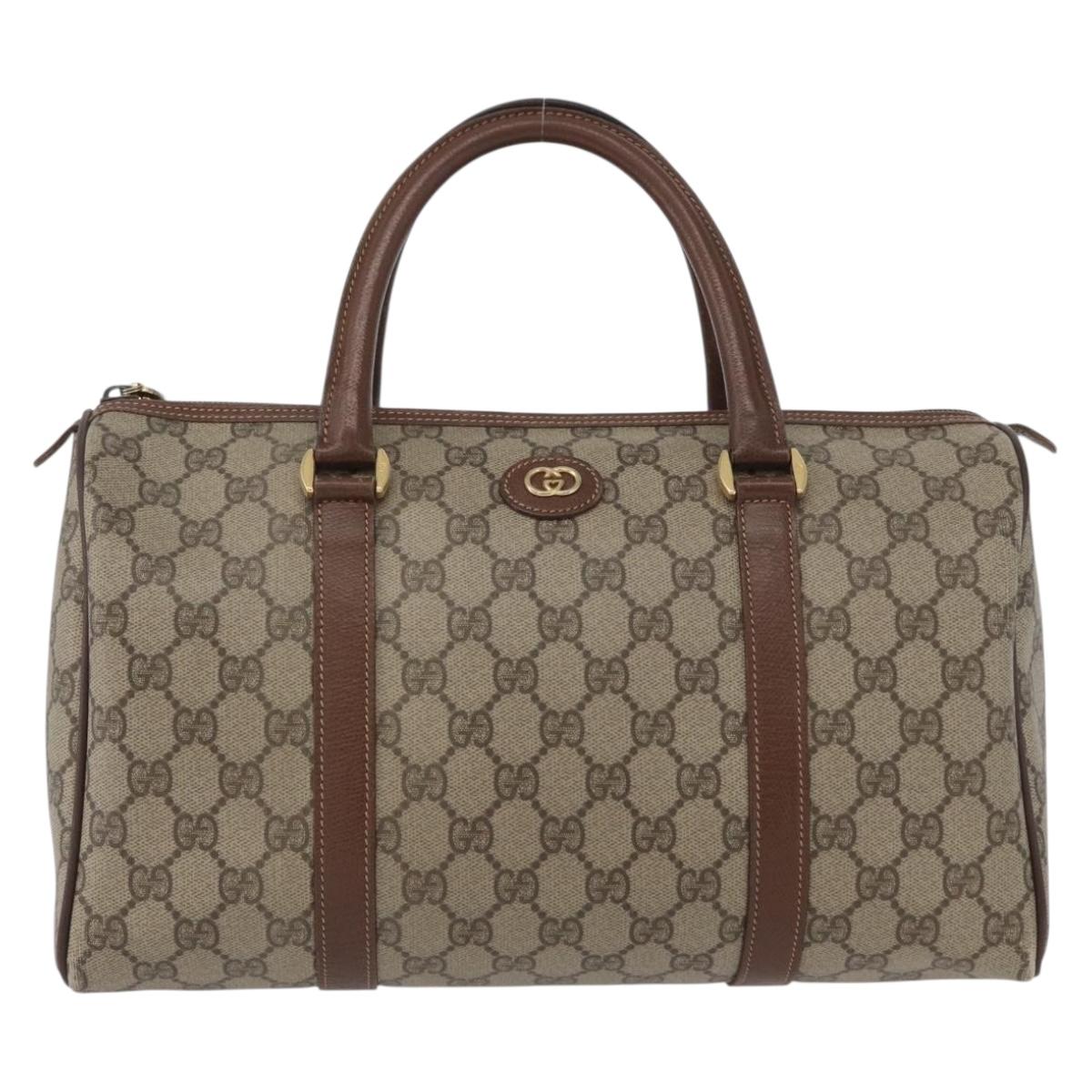 GUCCI GG Supreme Boston Bag PVC Beige Gold 002 123 6842 Auth 172706