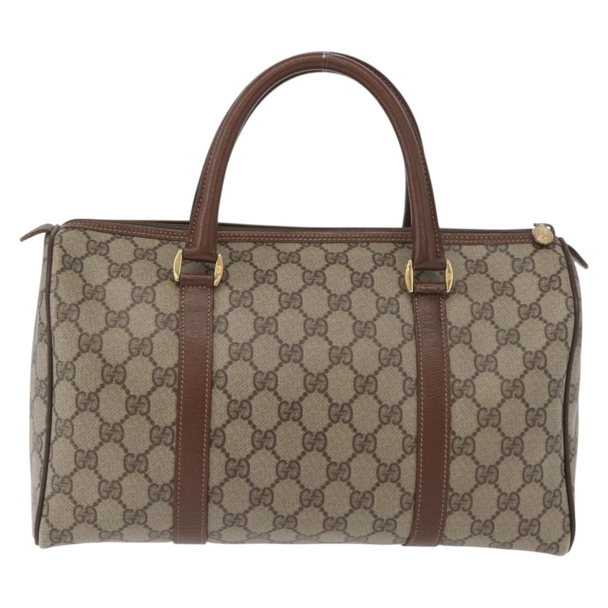 GUCCI GG Supreme Boston Bag PVC Beige Gold 002 123 6842 Auth 172706
