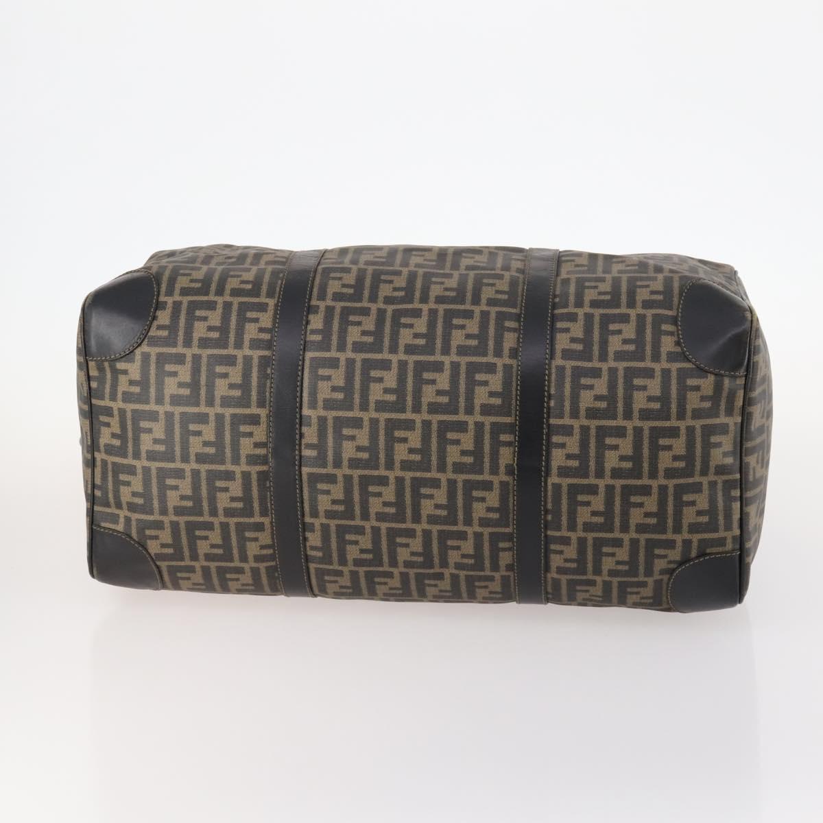 FENDI Zucca Canvas Boston Bag PVC 2way Black Brown Auth 172708