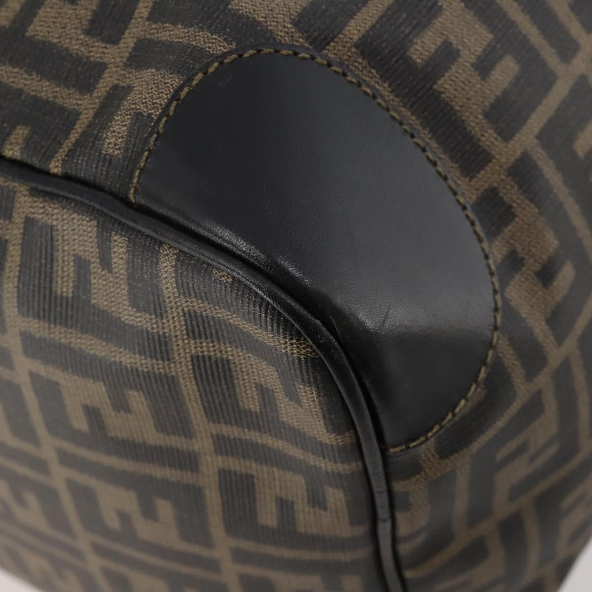 FENDI Zucca Canvas Boston Bag PVC 2way Black Brown Auth 172708