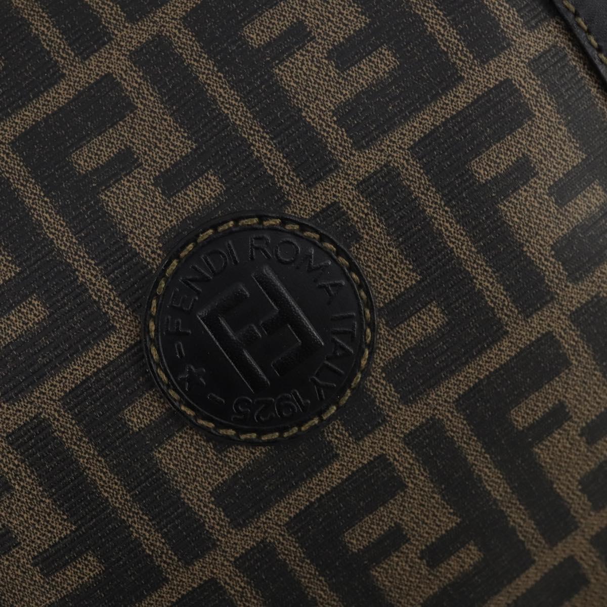 FENDI Zucca Canvas Boston Bag PVC 2way Black Brown Auth 172708