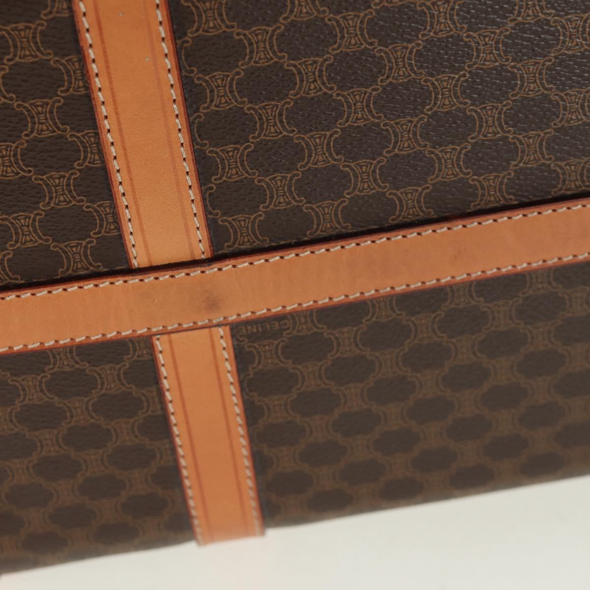 CELINE Macadam Canvas Boston Bag PVC Leather Brown Gold Auth 172709V