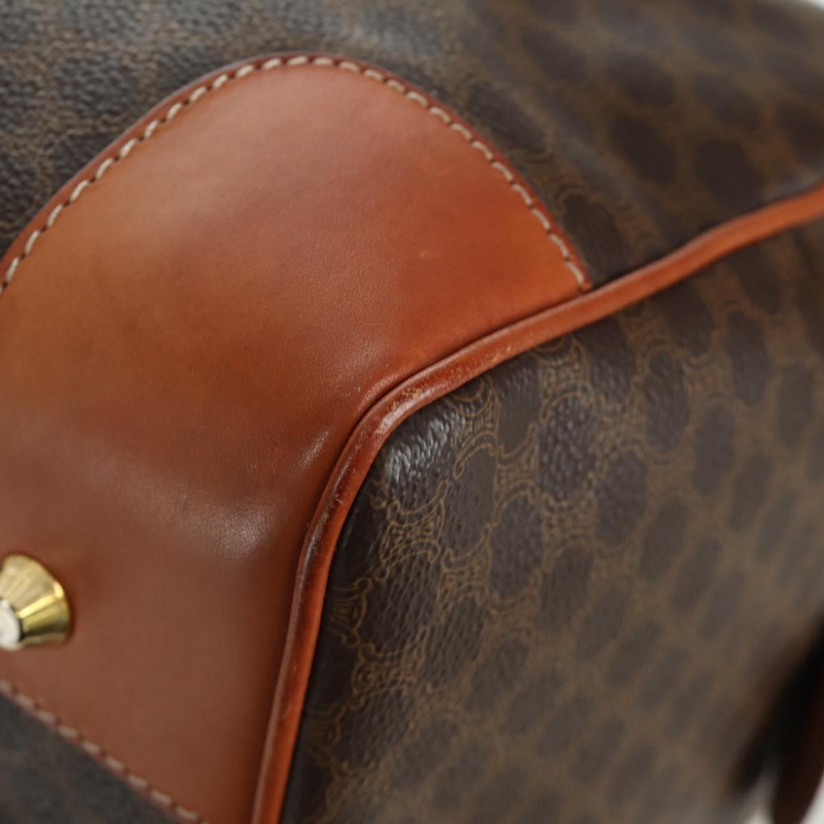 CELINE Macadam Canvas Boston Bag PVC Leather Brown Gold Auth 172709V
