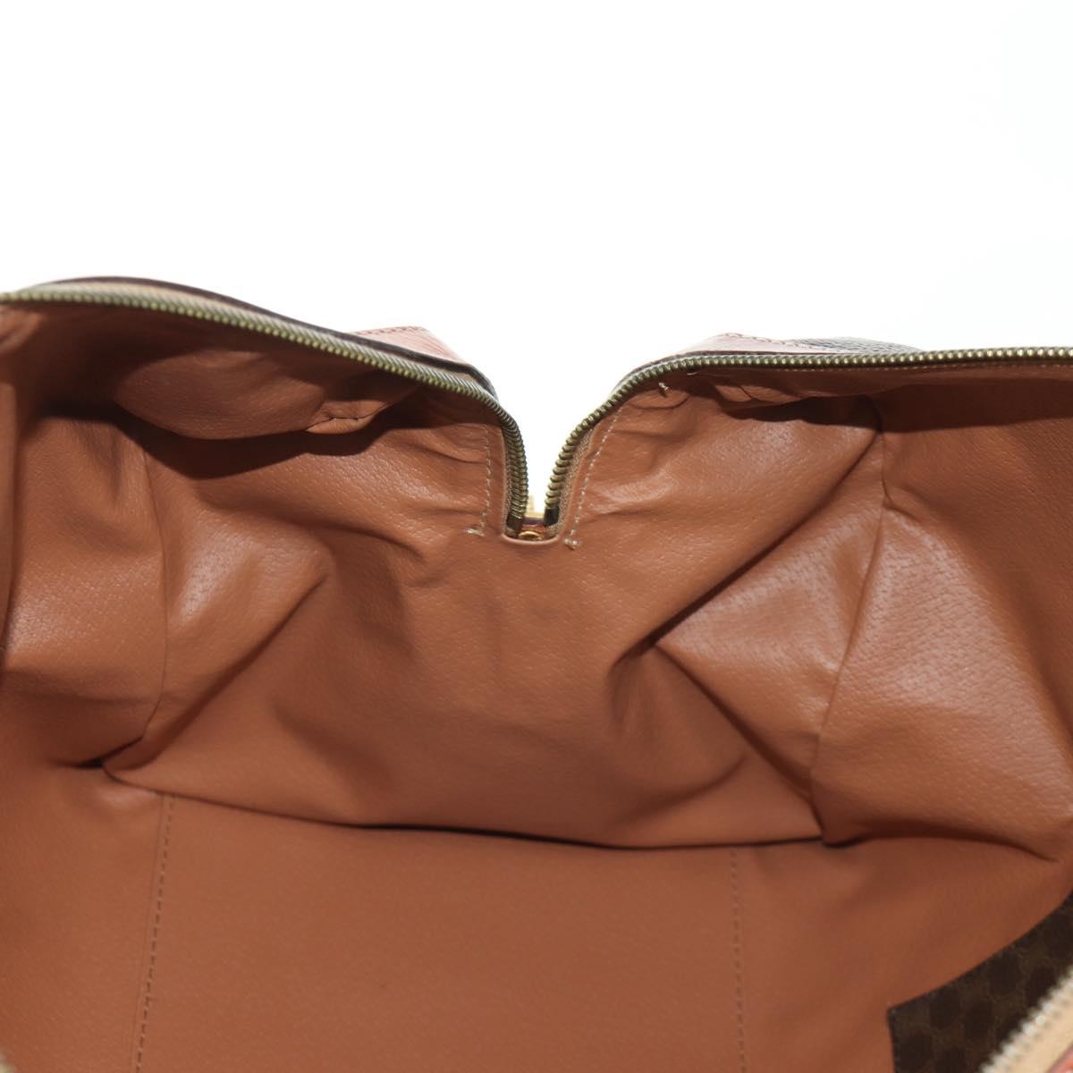 CELINE Macadam Canvas Boston Bag PVC Leather Brown Gold Auth 172709V