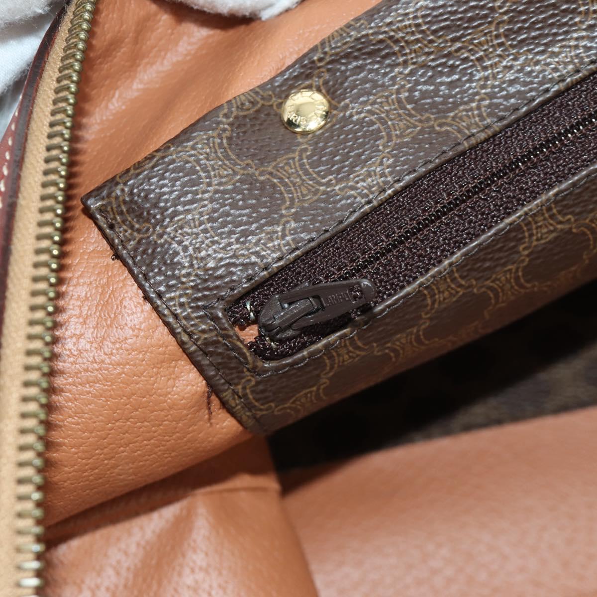 CELINE Macadam Canvas Boston Bag PVC Leather Brown Gold Auth 172709V