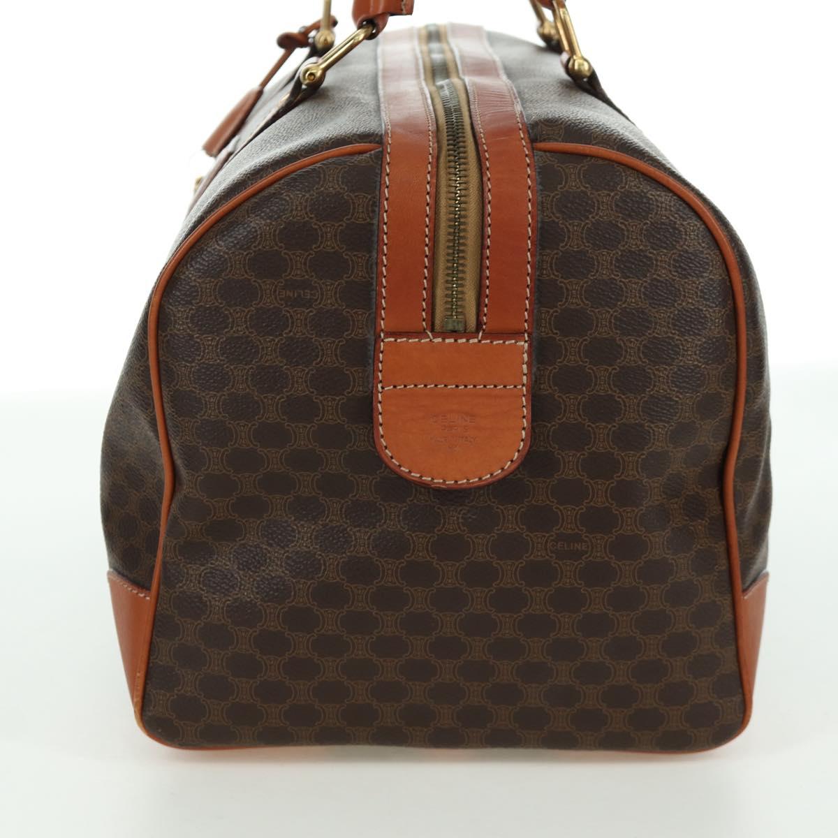 CELINE Macadam Canvas Boston Bag PVC Leather Brown Gold Auth 172709V