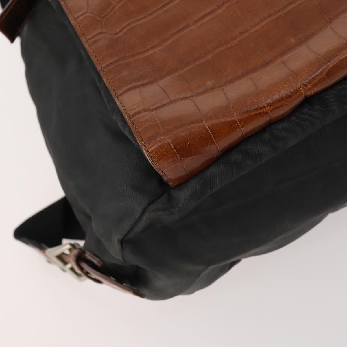 PRADA Backpack Nylon Black Silver Auth 172717