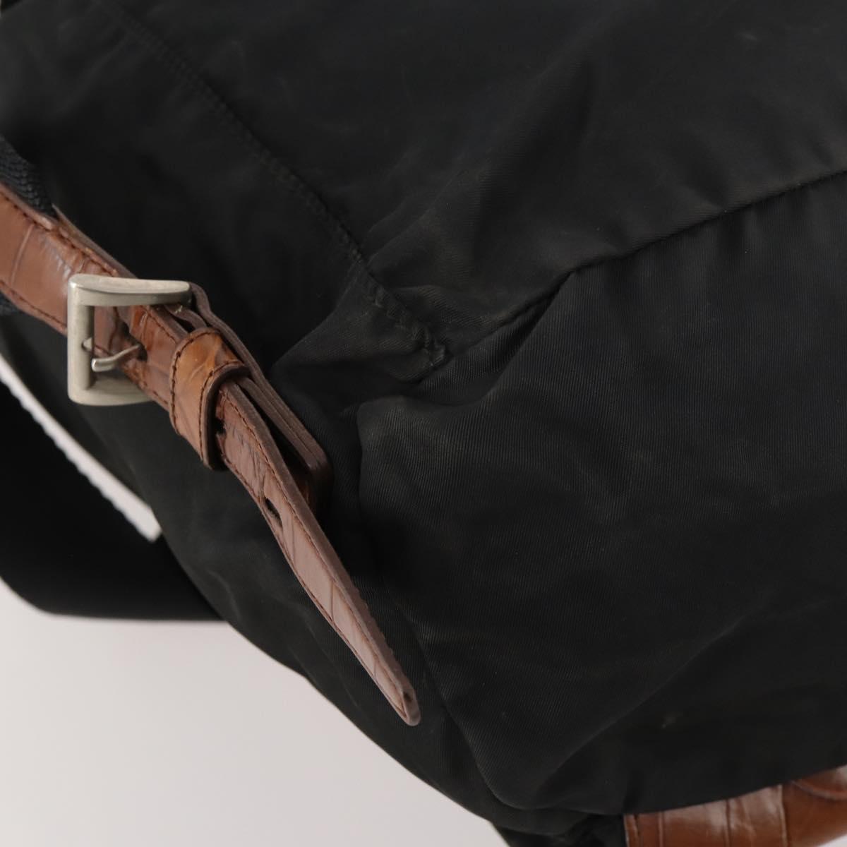 PRADA Backpack Nylon Black Silver Auth 172717