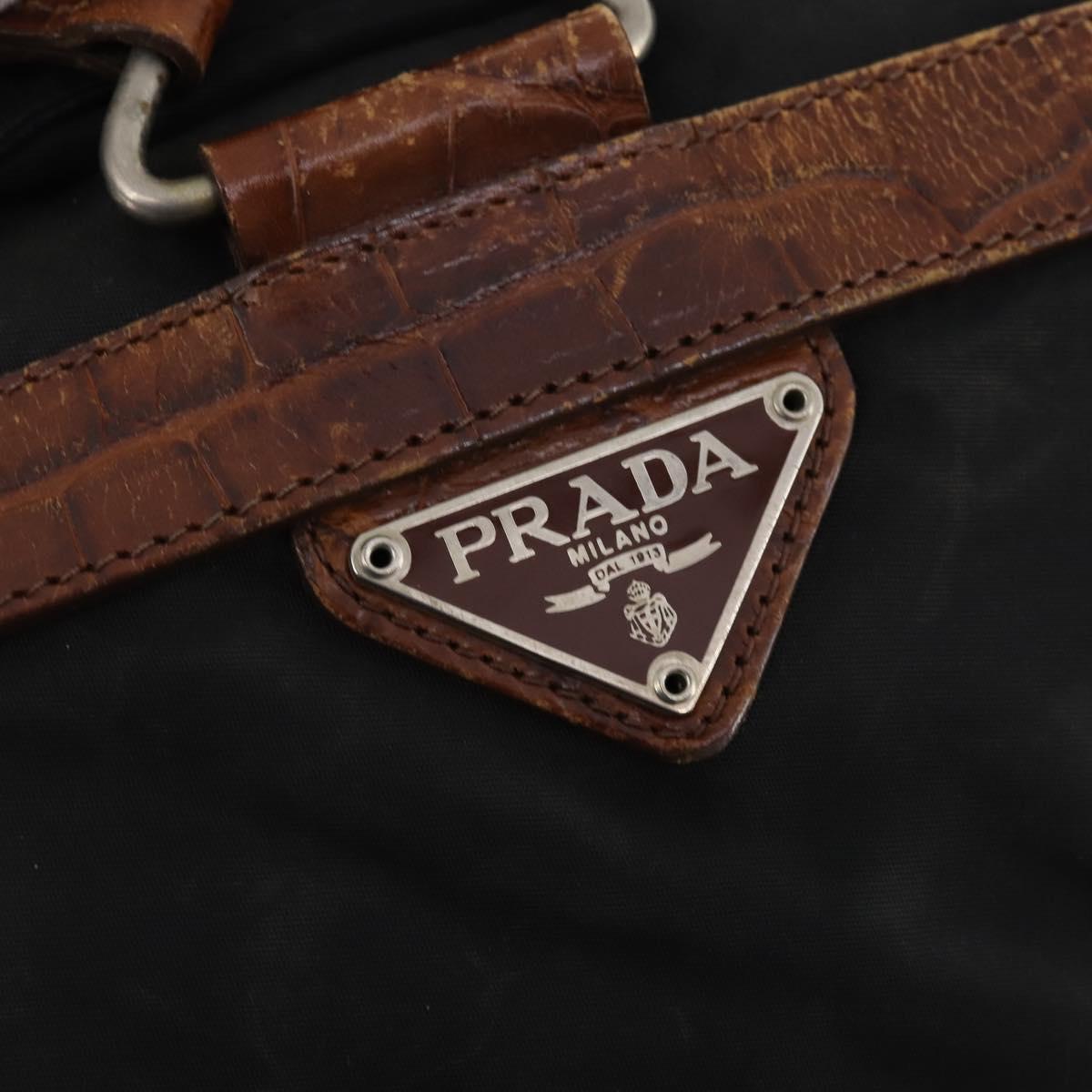 PRADA Backpack Nylon Black Silver Auth 172717
