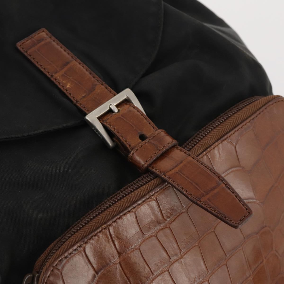 PRADA Backpack Nylon Black Silver Auth 172717