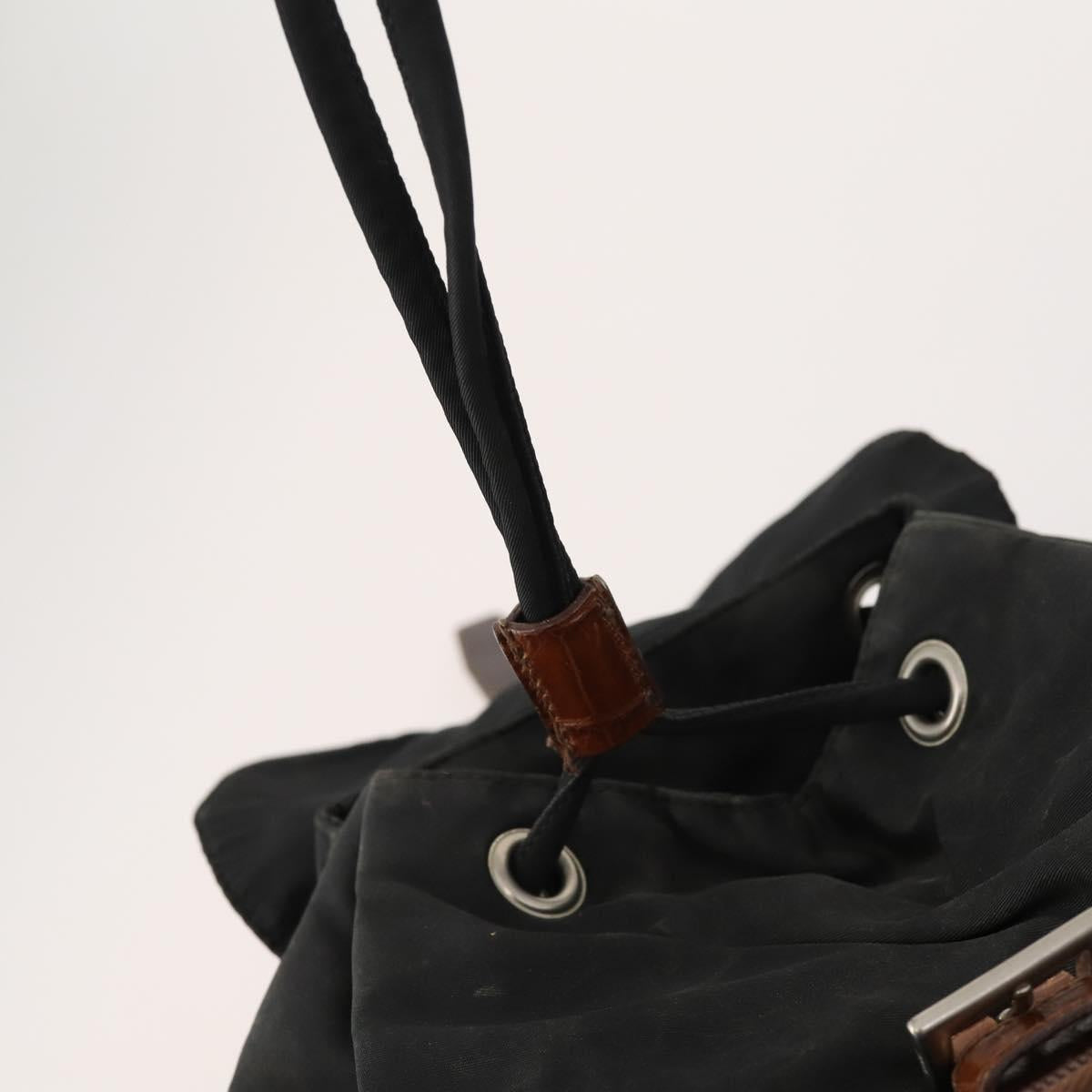 PRADA Backpack Nylon Black Silver Auth 172717