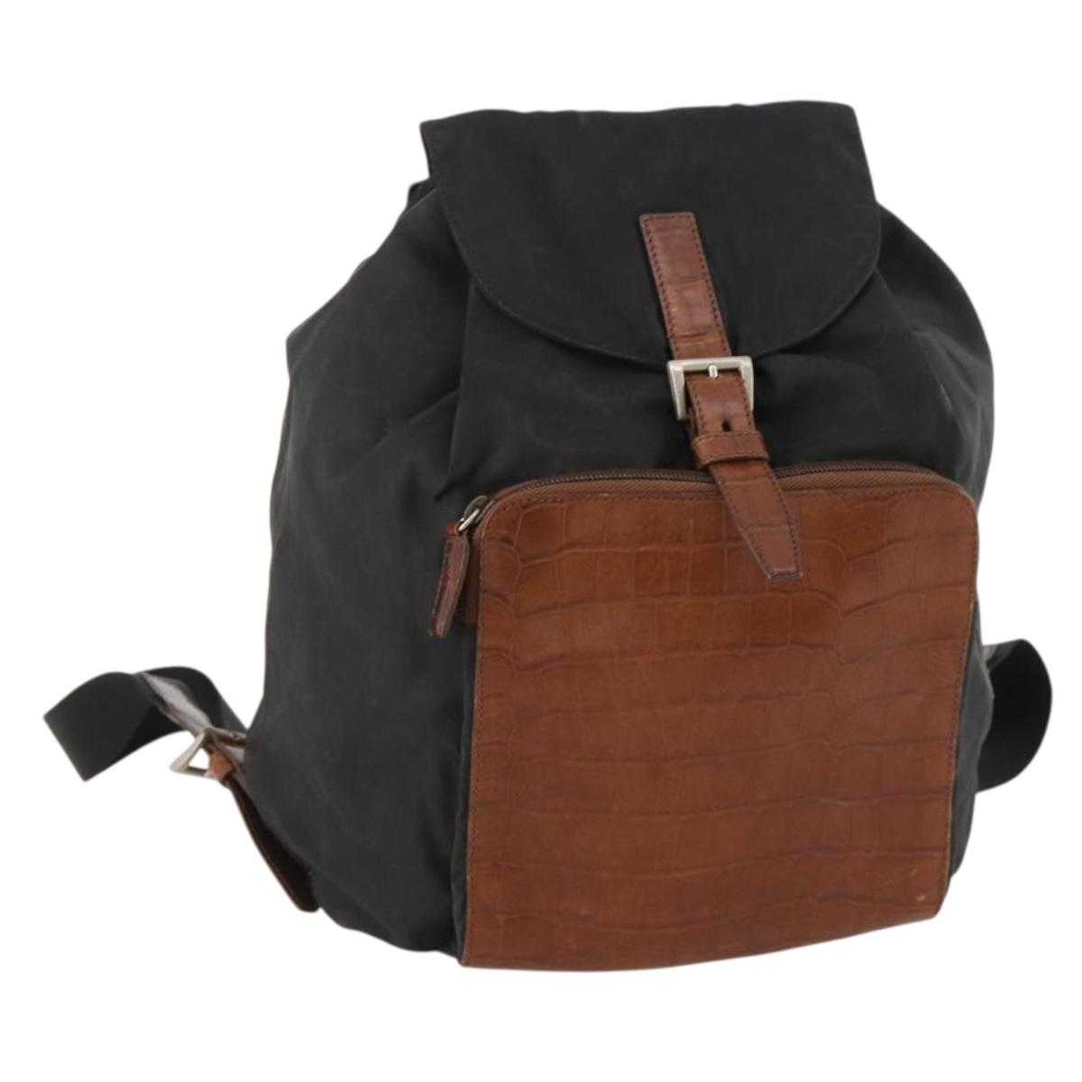 PRADA Backpack Nylon Black Silver Auth 172717