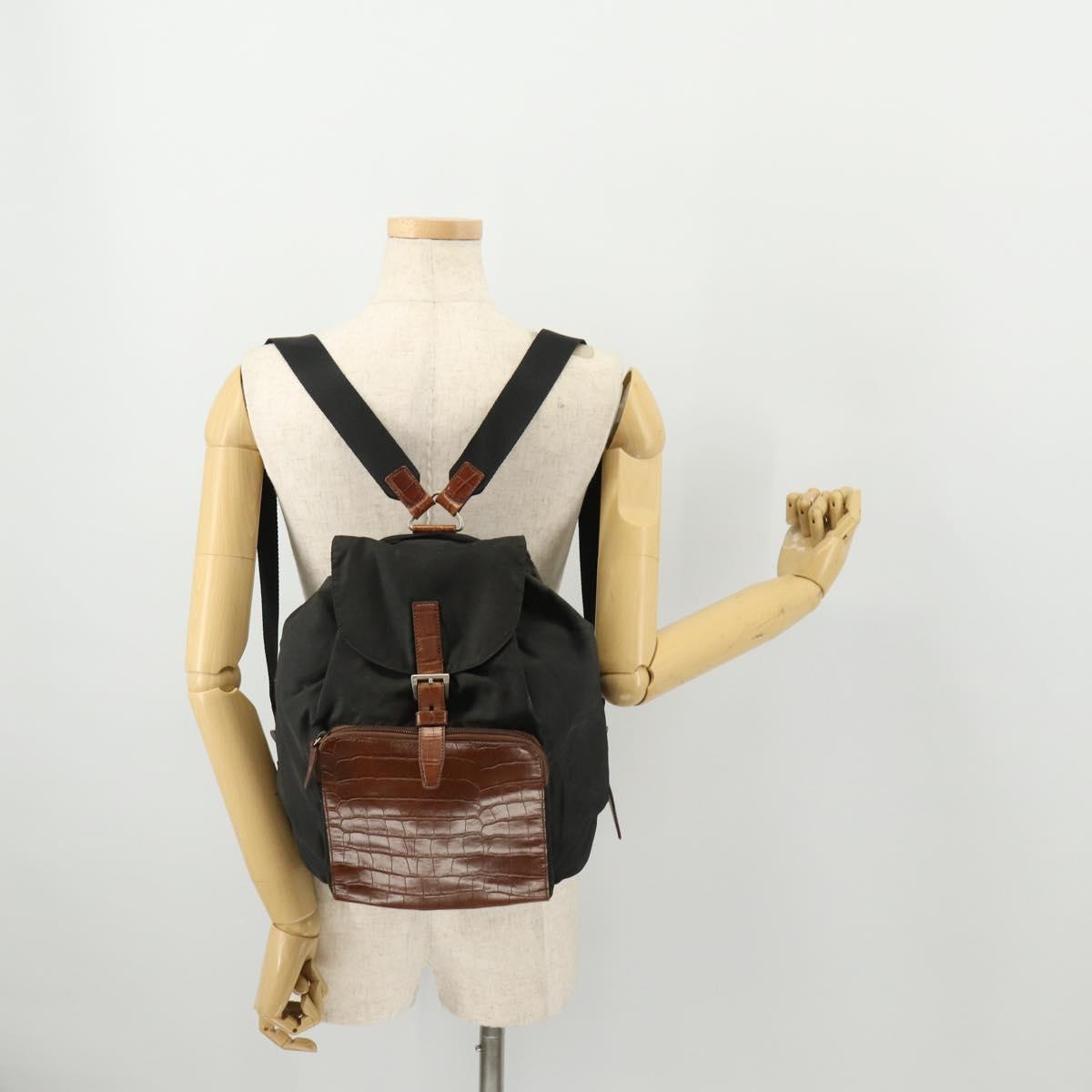PRADA Backpack Nylon Black Silver Auth 172717