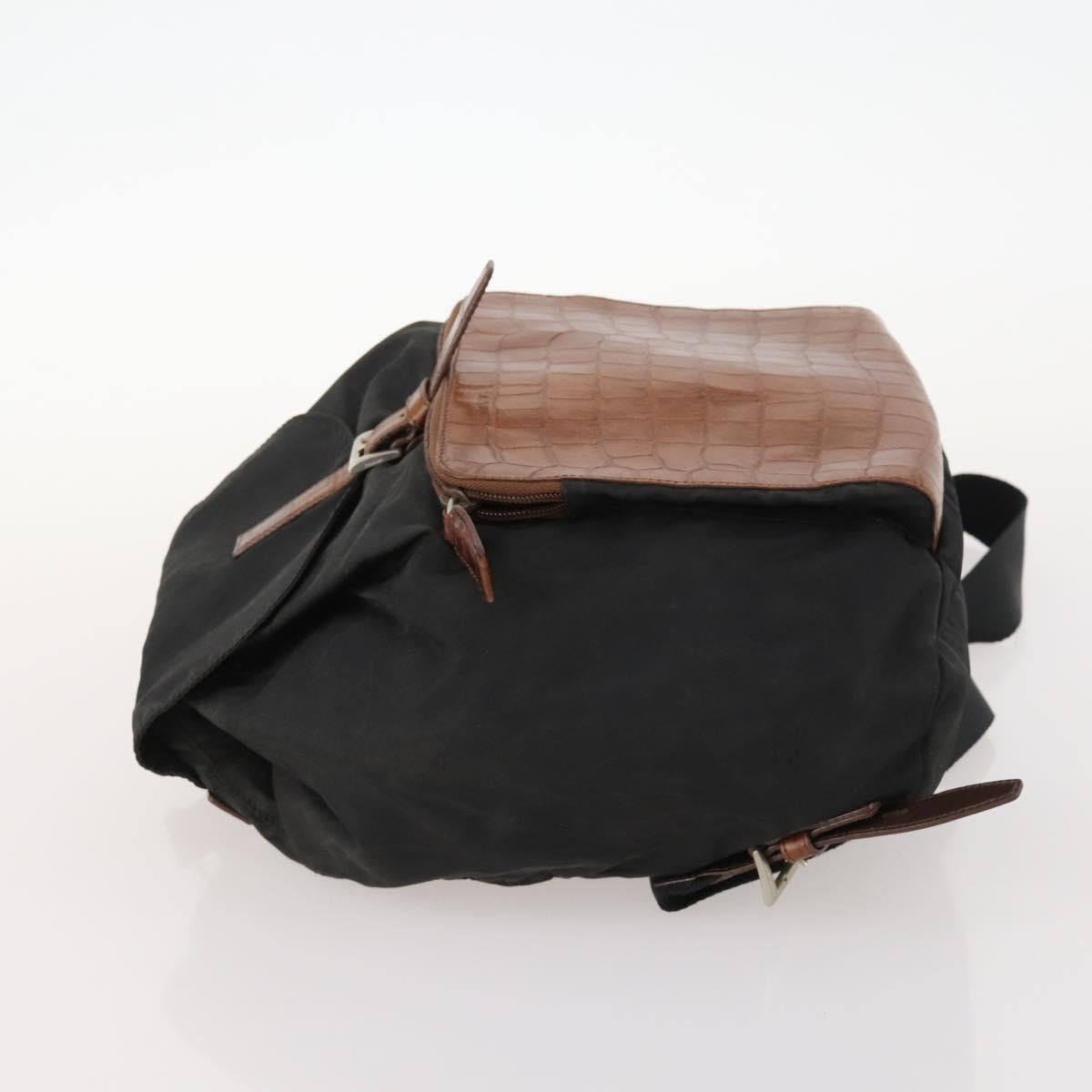PRADA Backpack Nylon Black Silver Auth 172717