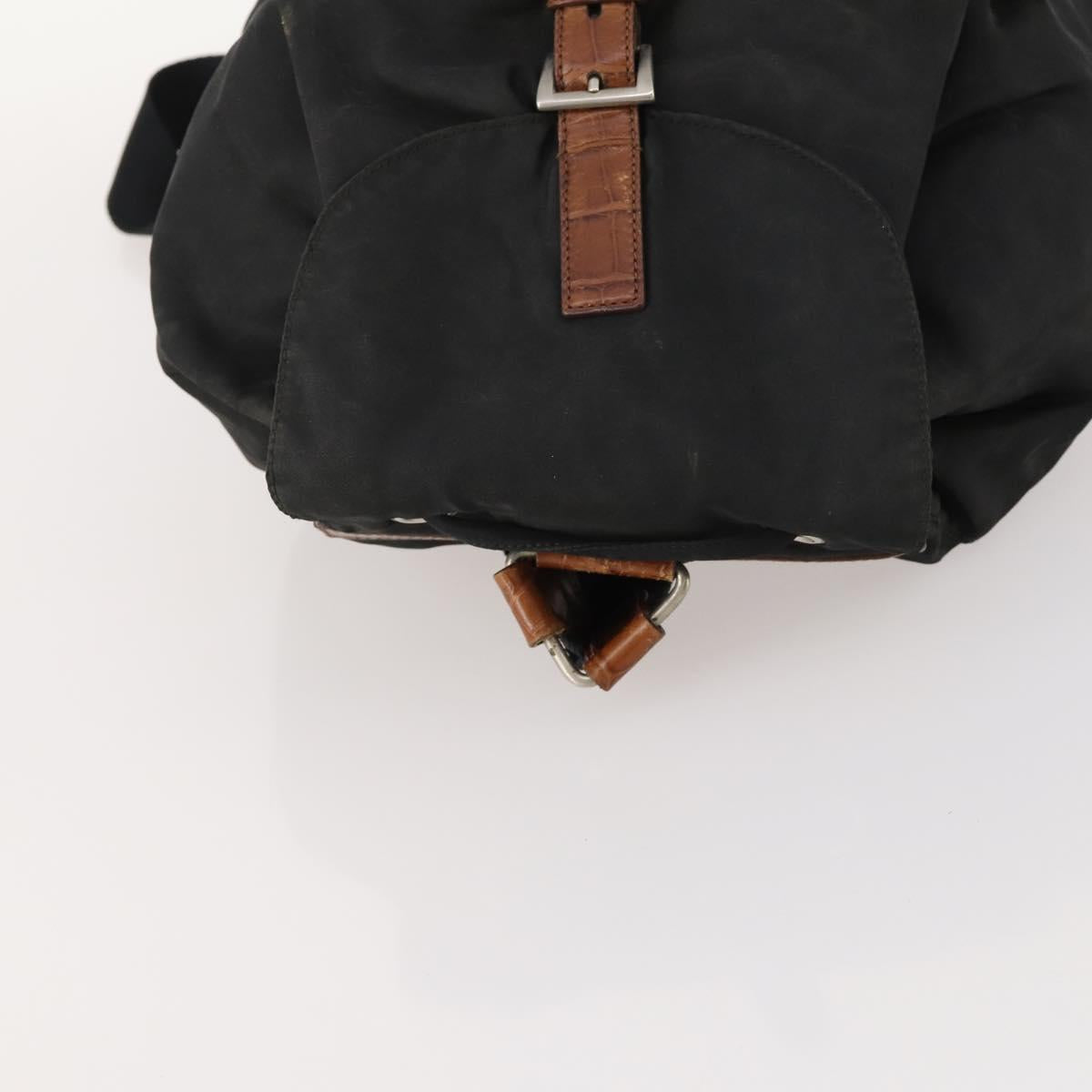 PRADA Backpack Nylon Black Silver Auth 172717