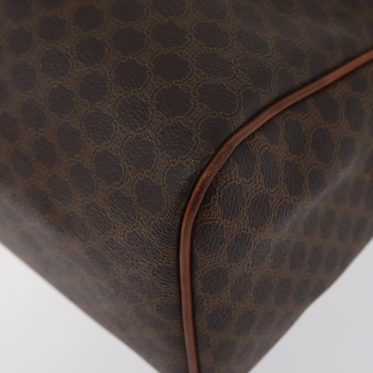 CELINE Macadam Canvas Hand Bag PVC Leather Brown Gold Auth 172719