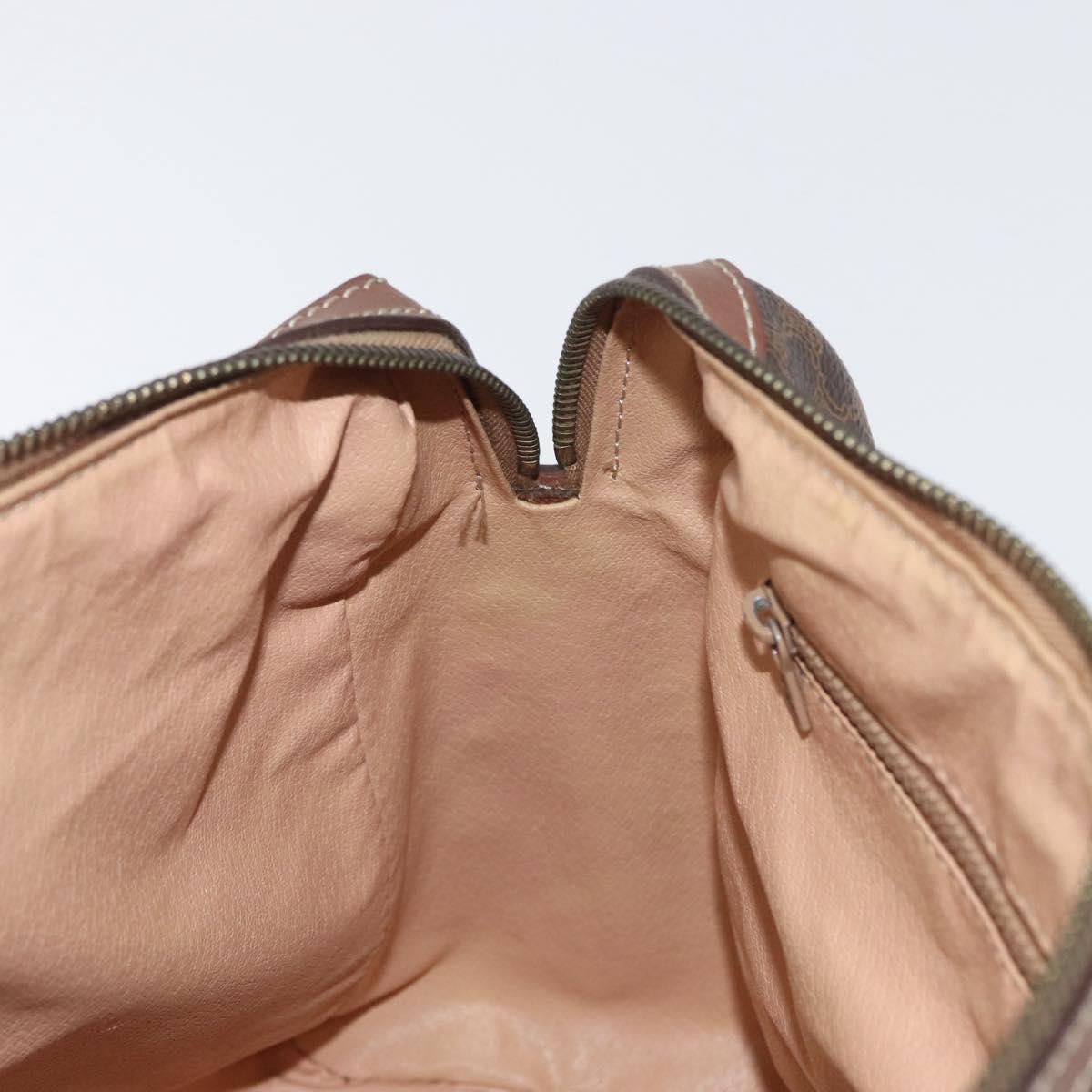 CELINE Macadam Canvas Hand Bag PVC Leather Brown Gold Auth 172719