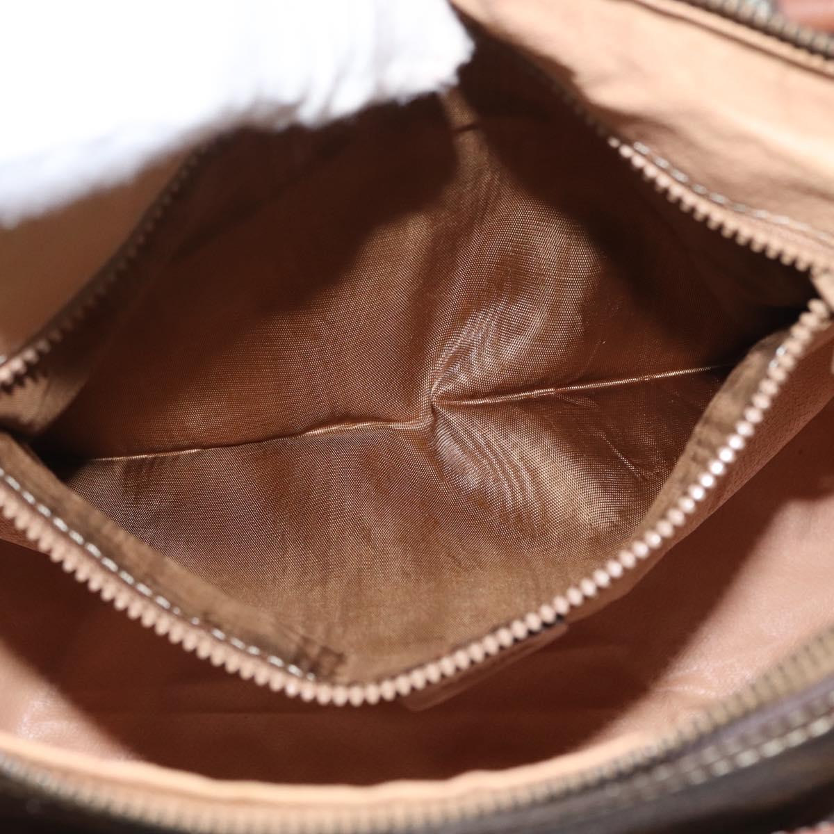 CELINE Macadam Canvas Hand Bag PVC Leather Brown Gold Auth 172719