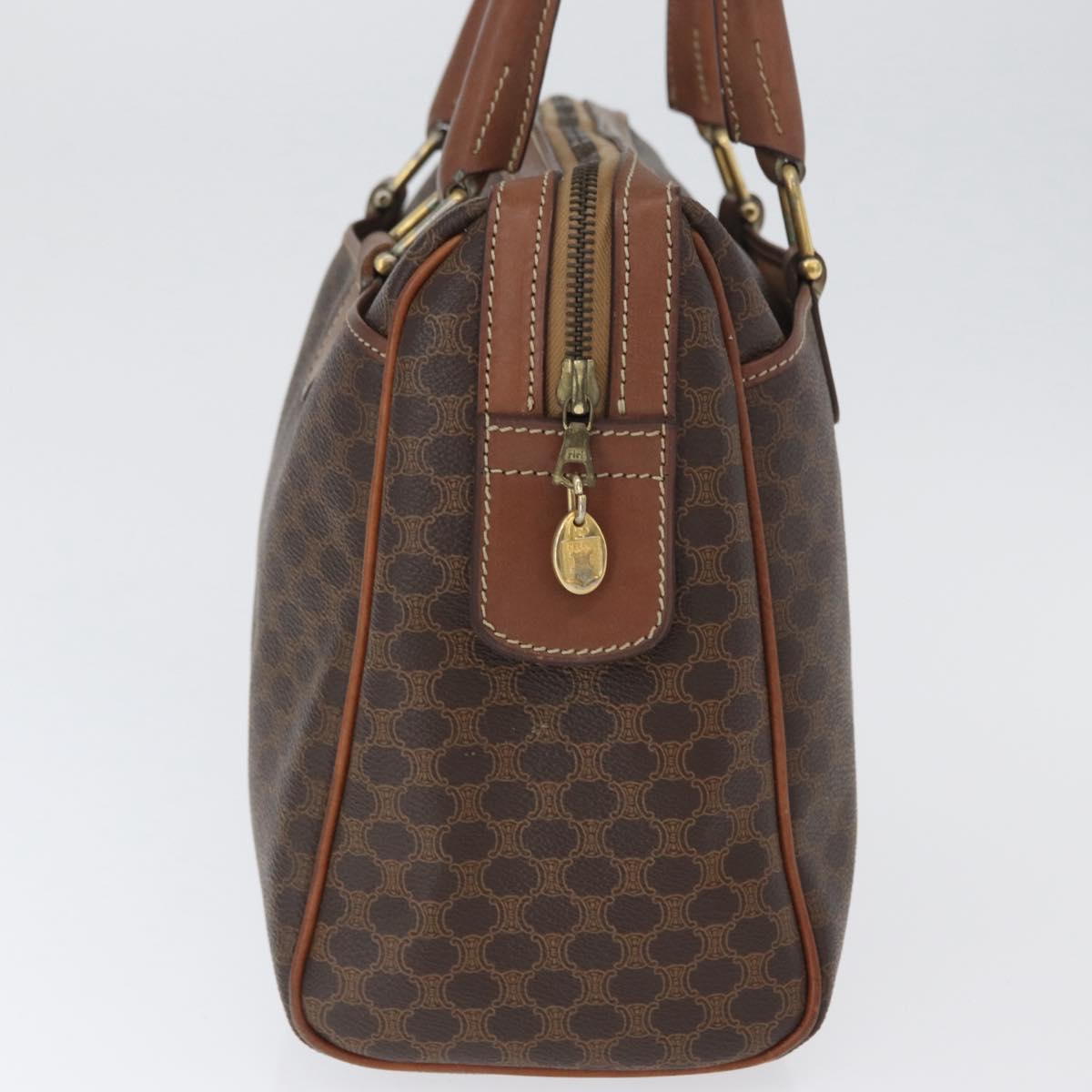 CELINE Macadam Canvas Hand Bag PVC Leather Brown Gold Auth 172719