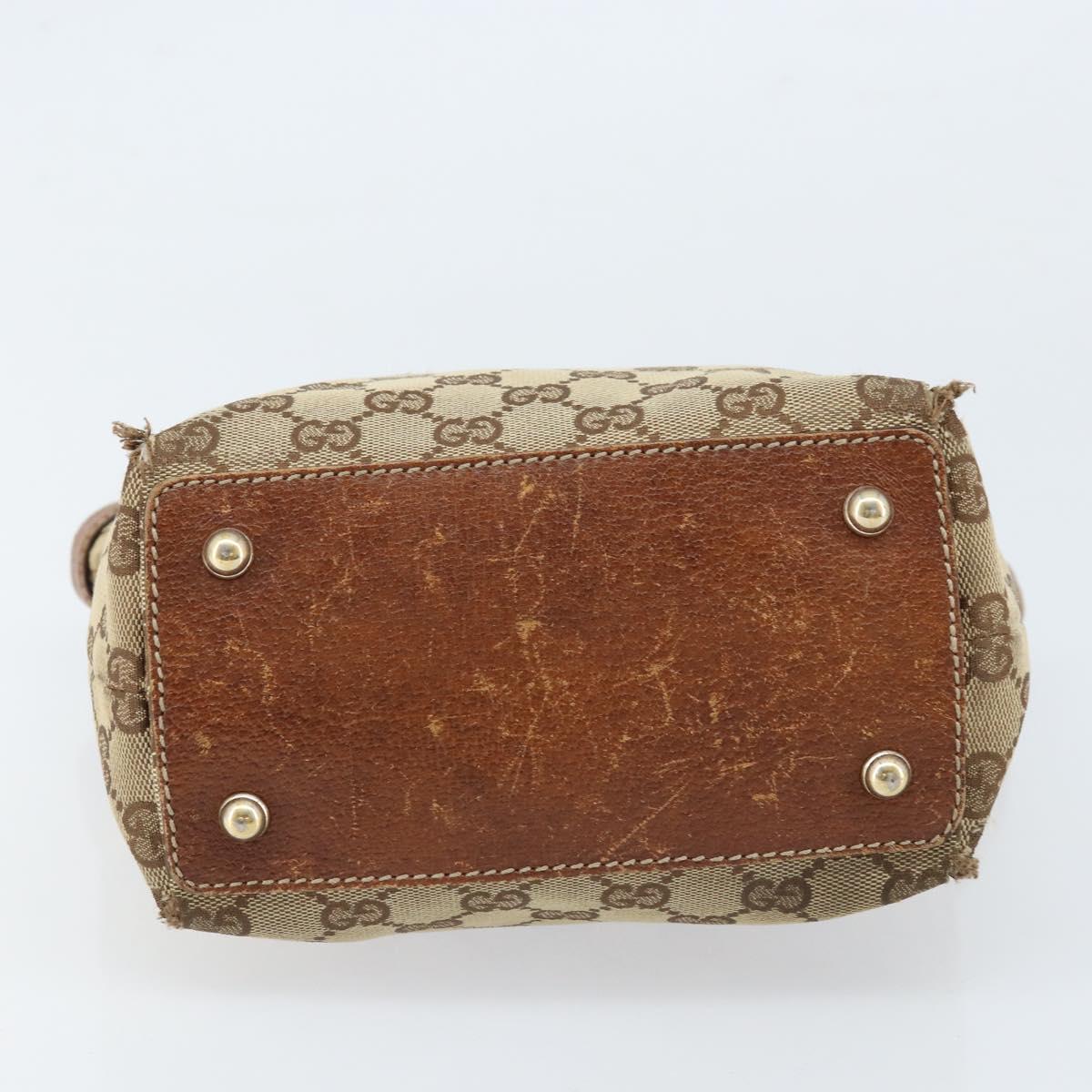 GUCCI GG Canvas Bamboo Hand Bag Beige Gold 140203 Auth 172720