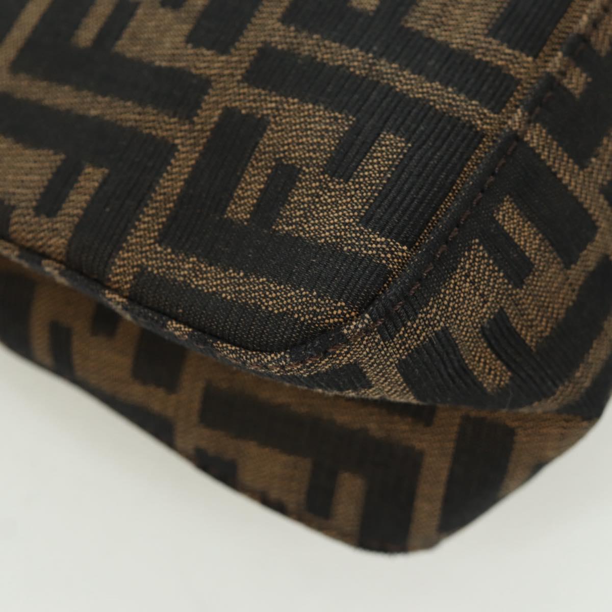 FENDI Zucca Canvas Shoulder Bag Black Brown Auth 172726SAV