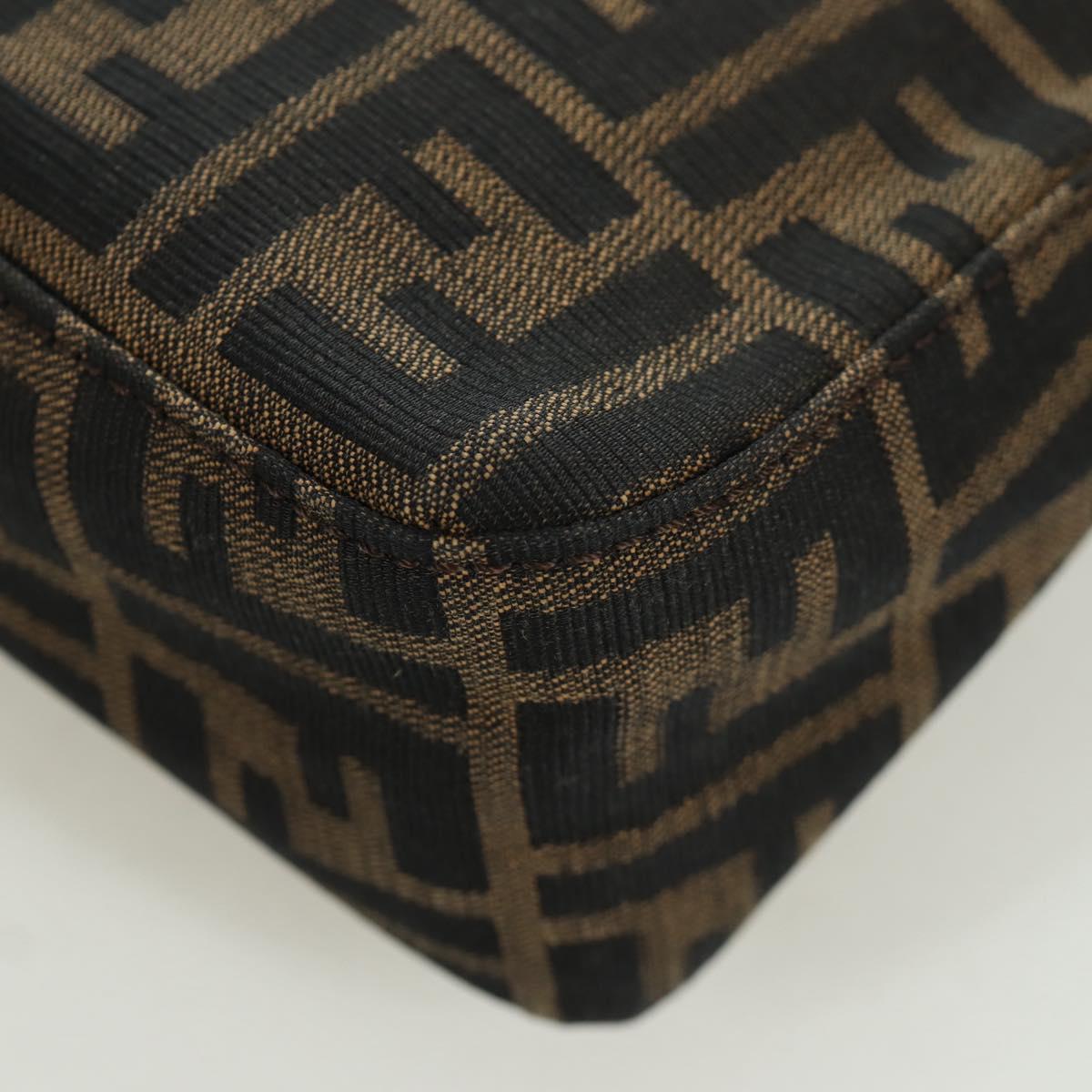 FENDI Zucca Canvas Shoulder Bag Black Brown Auth 172726SAV
