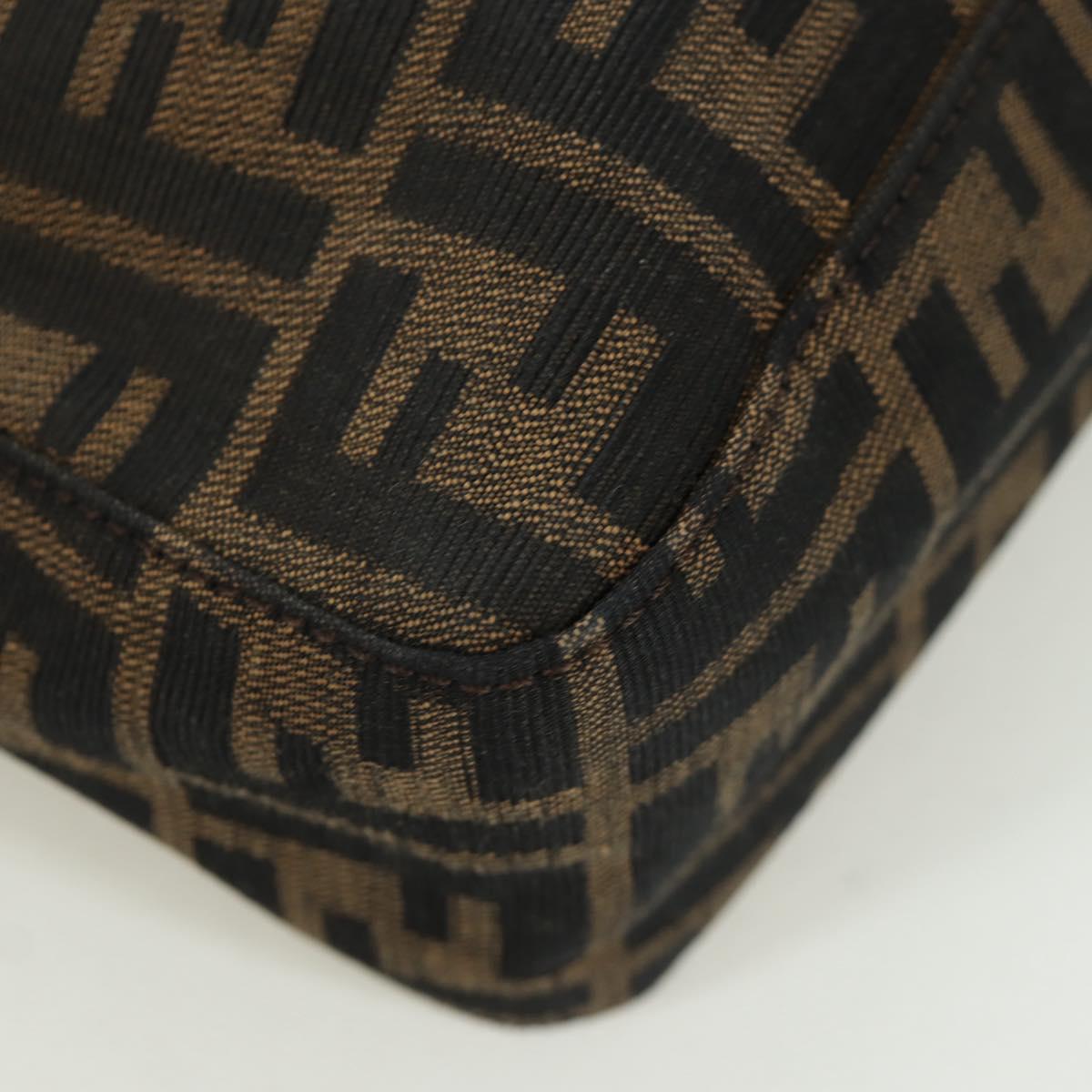FENDI Zucca Canvas Shoulder Bag Black Brown Auth 172726SAV