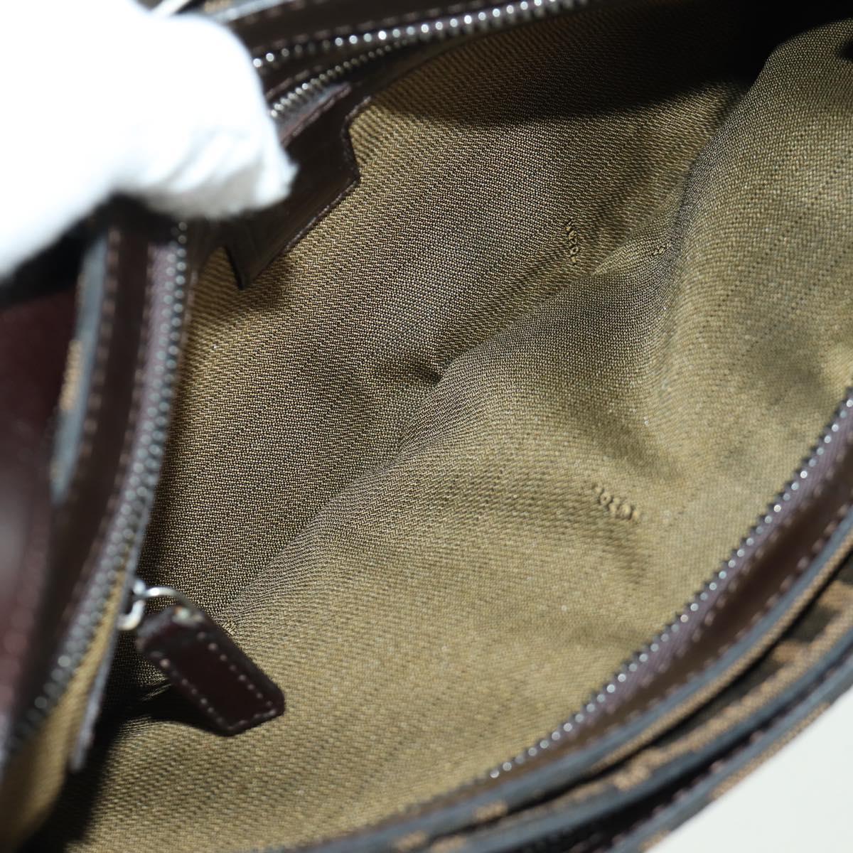 FENDI Zucca Canvas Shoulder Bag Black Brown Auth 172726SAV