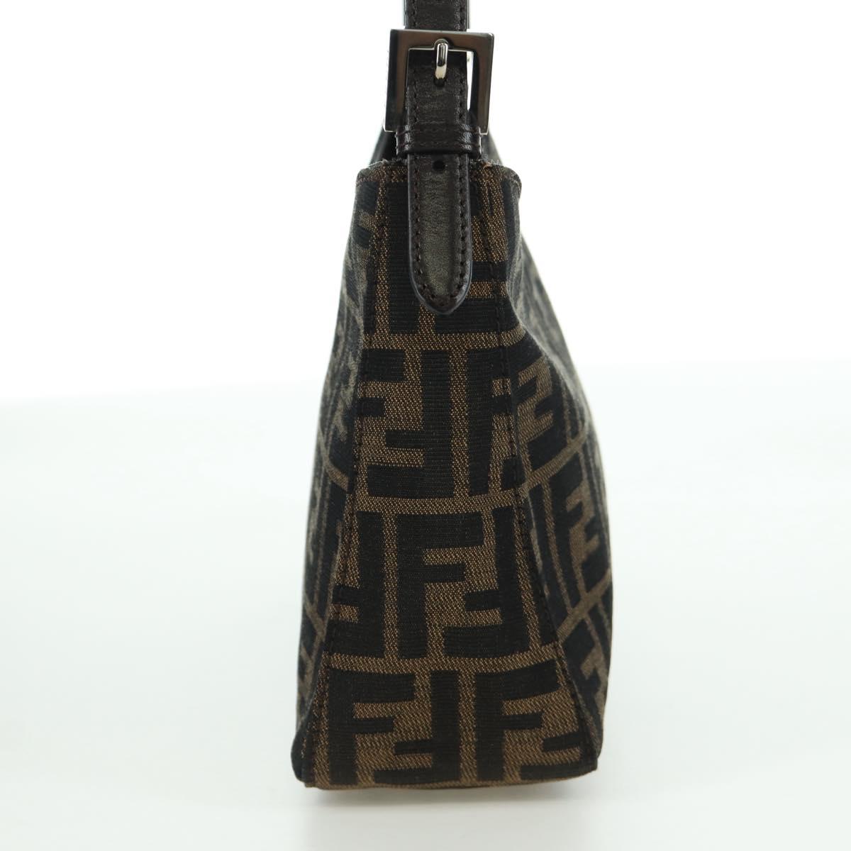 FENDI Zucca Canvas Shoulder Bag Black Brown Auth 172726SAV