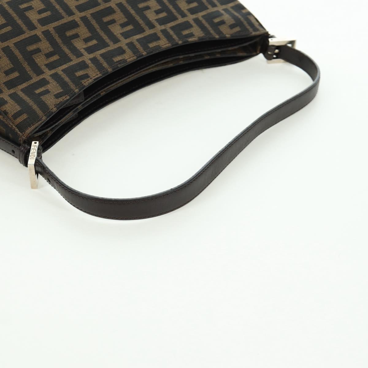 FENDI Zucca Canvas Shoulder Bag Black Brown Auth 172726SAV