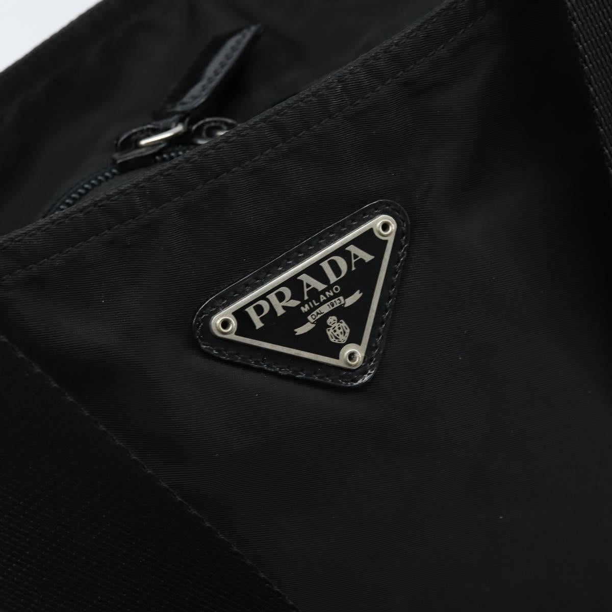 PRADA Tote Bag Nylon Black Silver Auth 172727