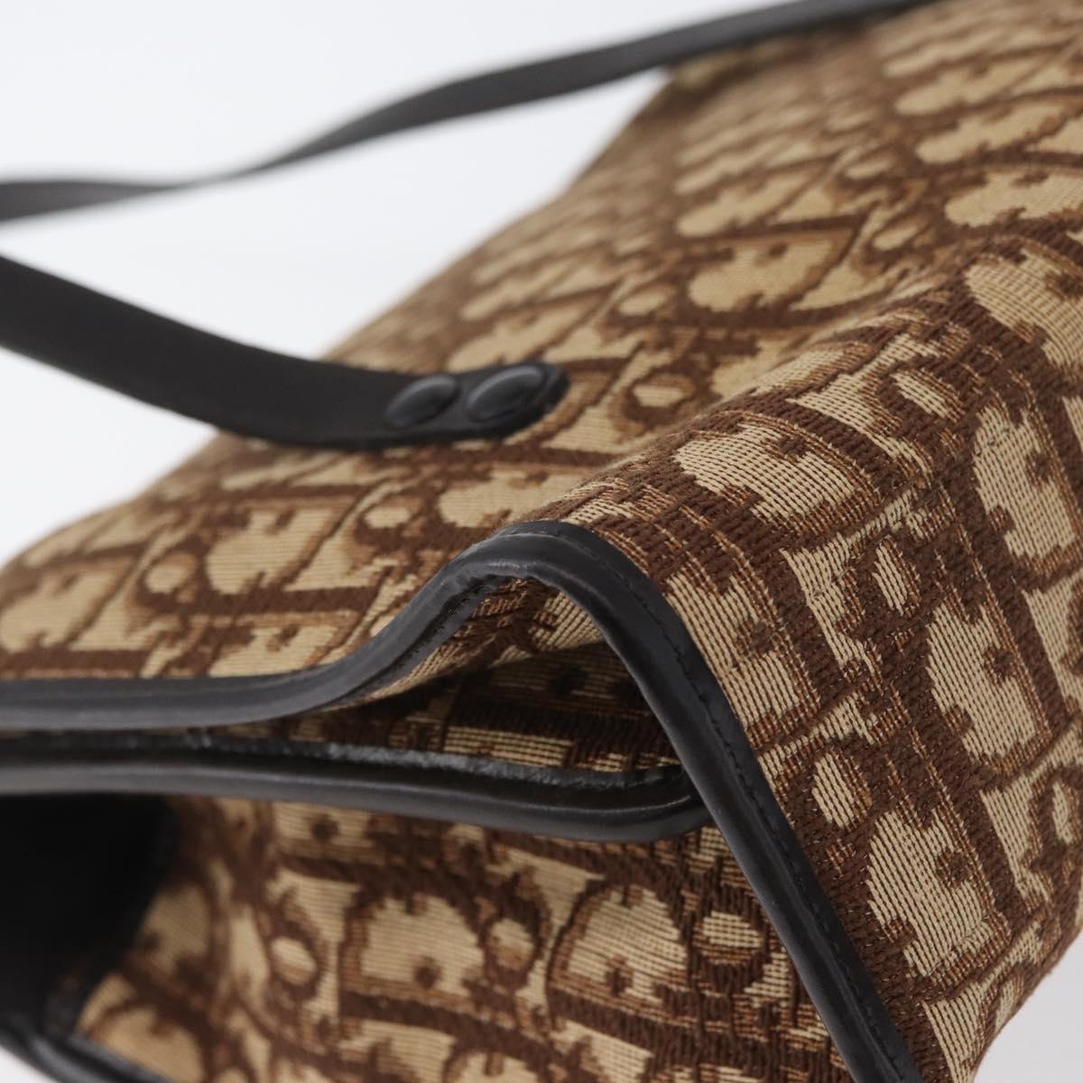 Christian Dior Trotter Canvas Hand Bag Beige Gold Auth 172728