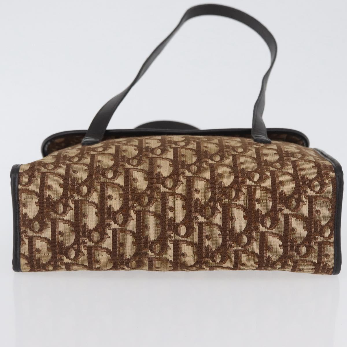 Christian Dior Trotter Canvas Hand Bag Beige Gold Auth 172728