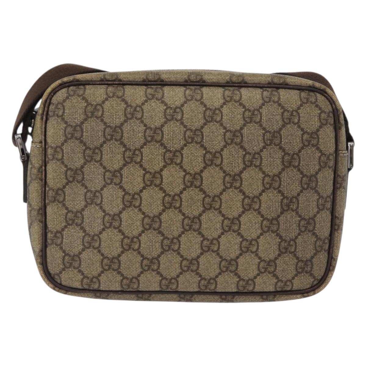 GUCCI GG Supreme Shoulder Bag PVC Beige Silver 114291 Auth 172729