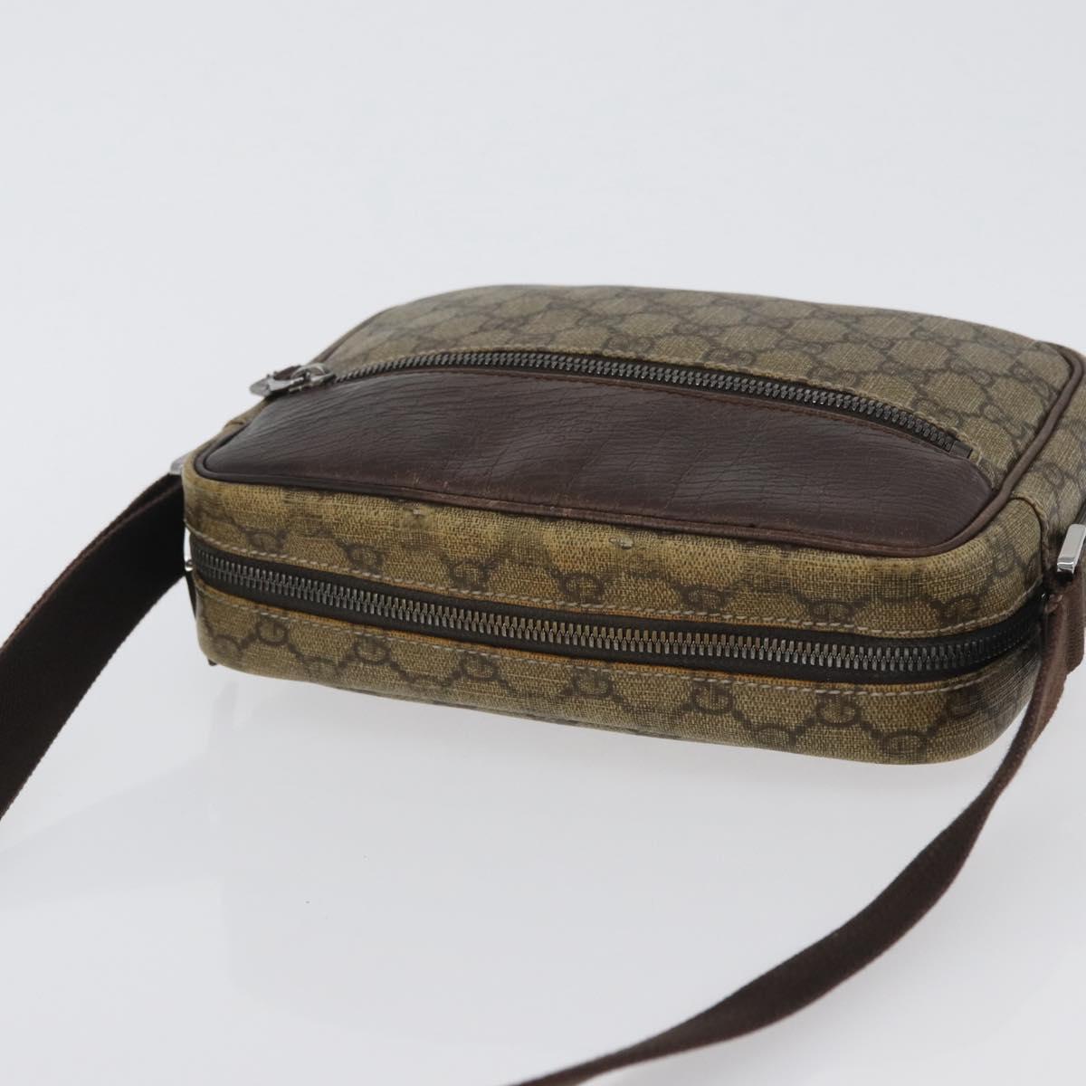 GUCCI GG Supreme Shoulder Bag PVC Beige Silver 114291 Auth 172729