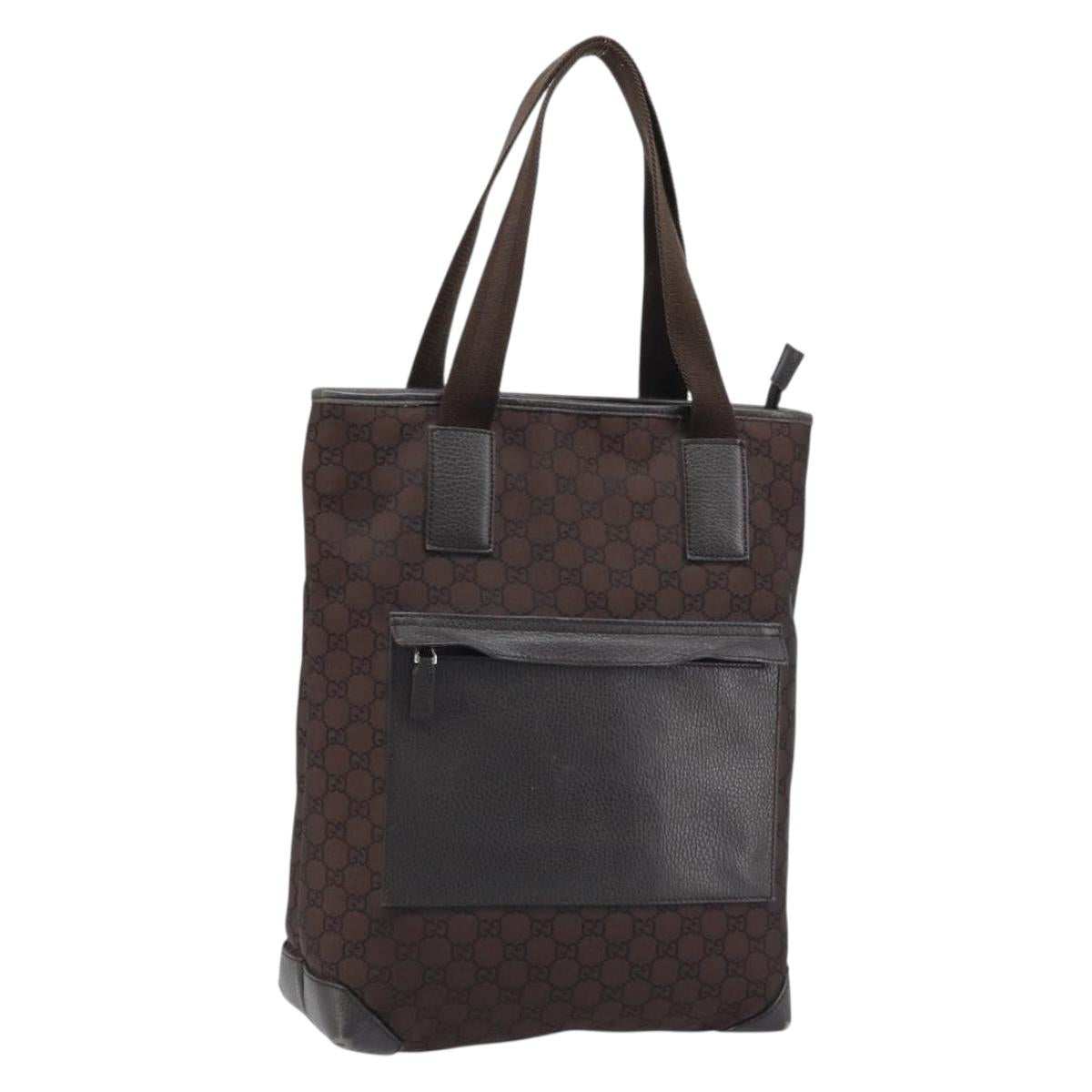 GUCCI GG Canvas Tote Bag Brown Silver 180450 Auth 172731