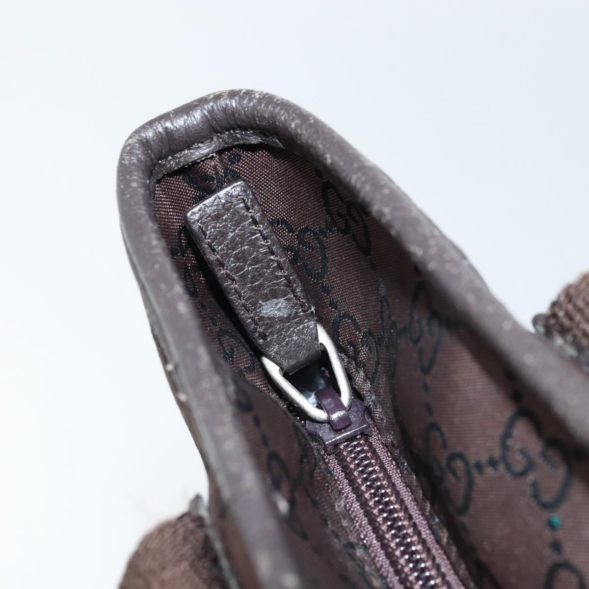 GUCCI GG Canvas Tote Bag Brown Silver 180450 Auth 172731