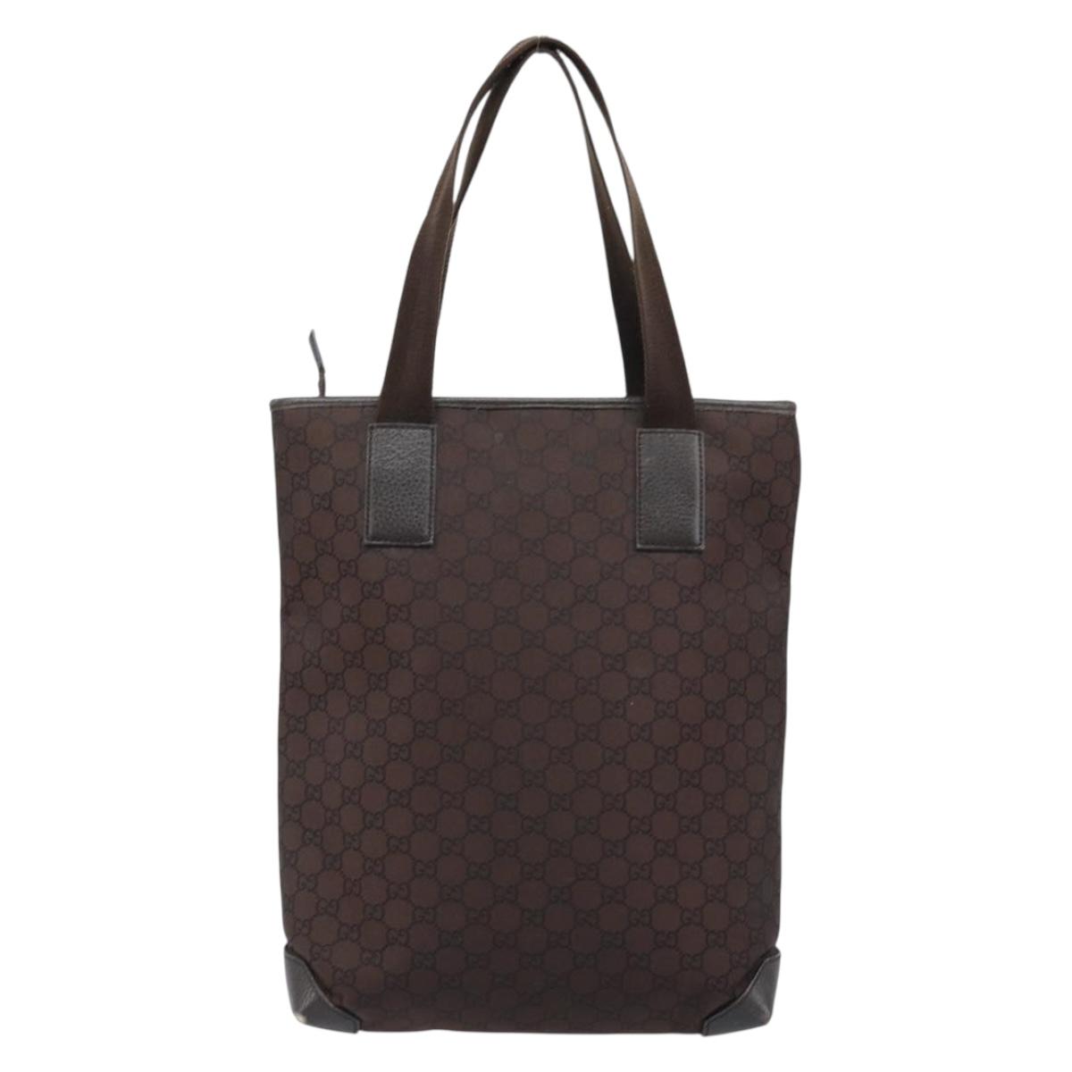 GUCCI GG Canvas Tote Bag Brown Silver 180450 Auth 172731