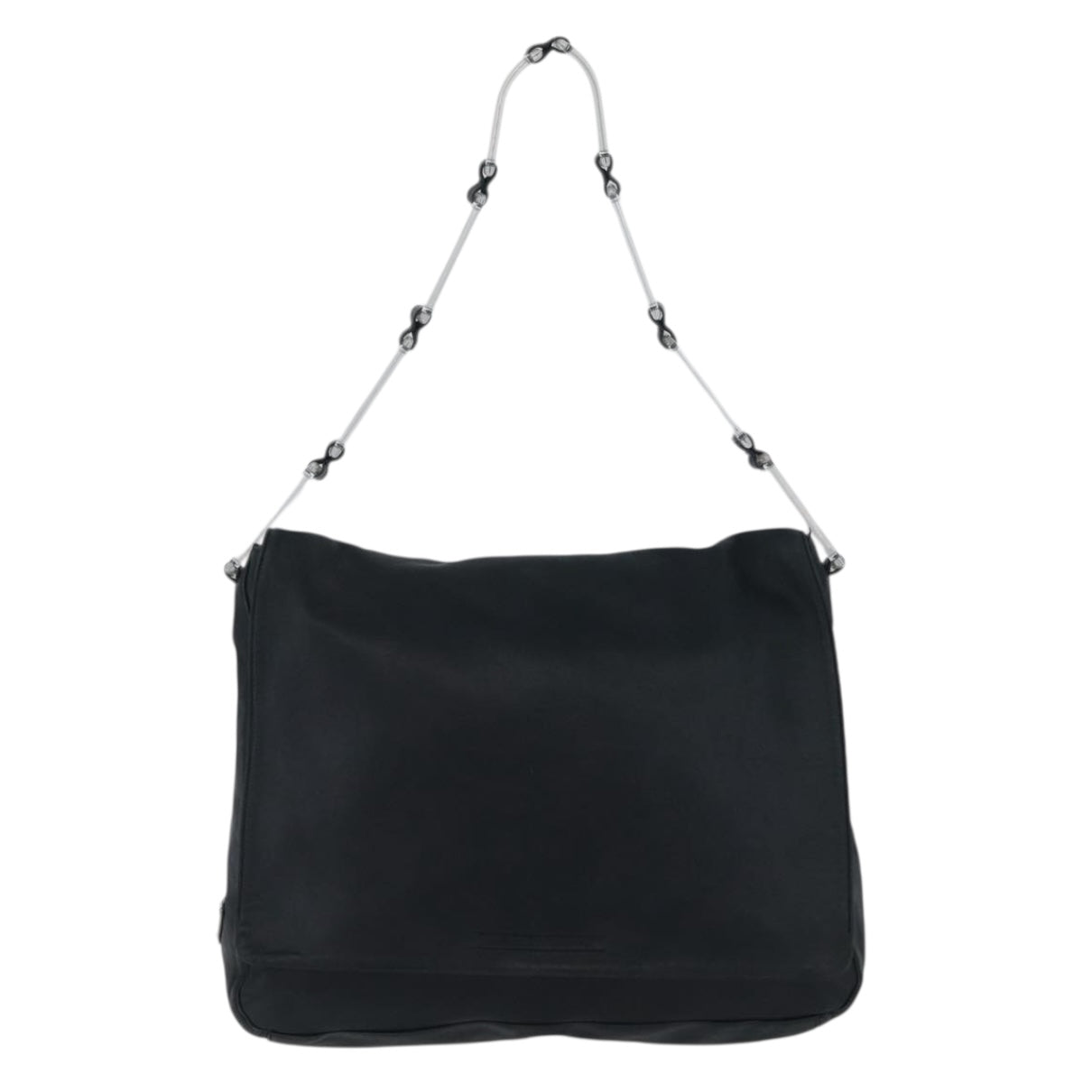 PRADA Plastic Chain Shoulder Bag Leather Black Auth 172733