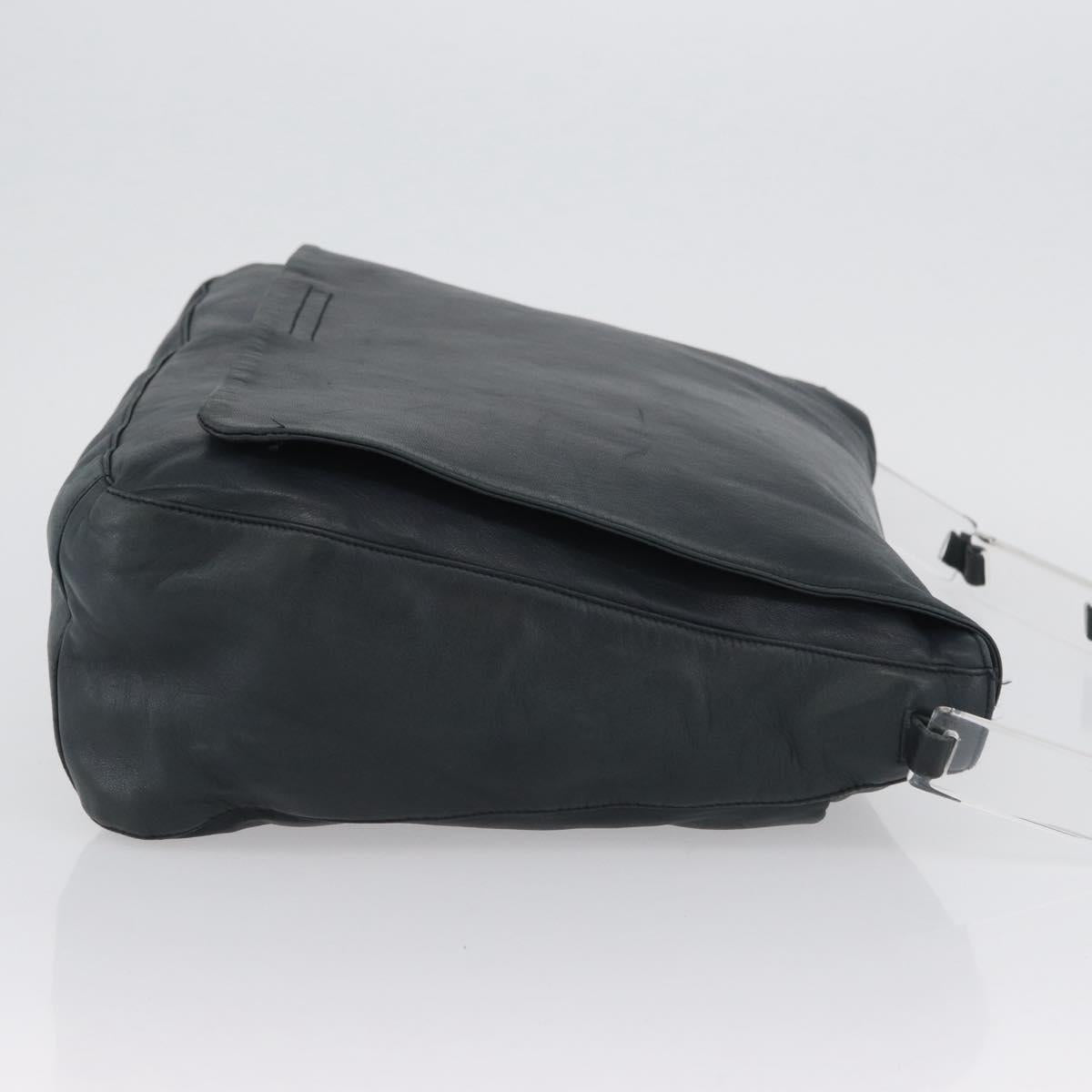 PRADA Plastic Chain Shoulder Bag Leather Black Auth 172733