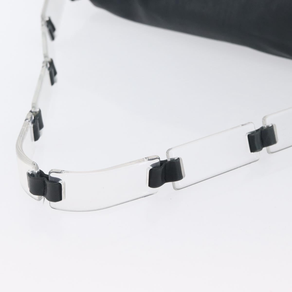 PRADA Plastic Chain Shoulder Bag Leather Black Auth 172733