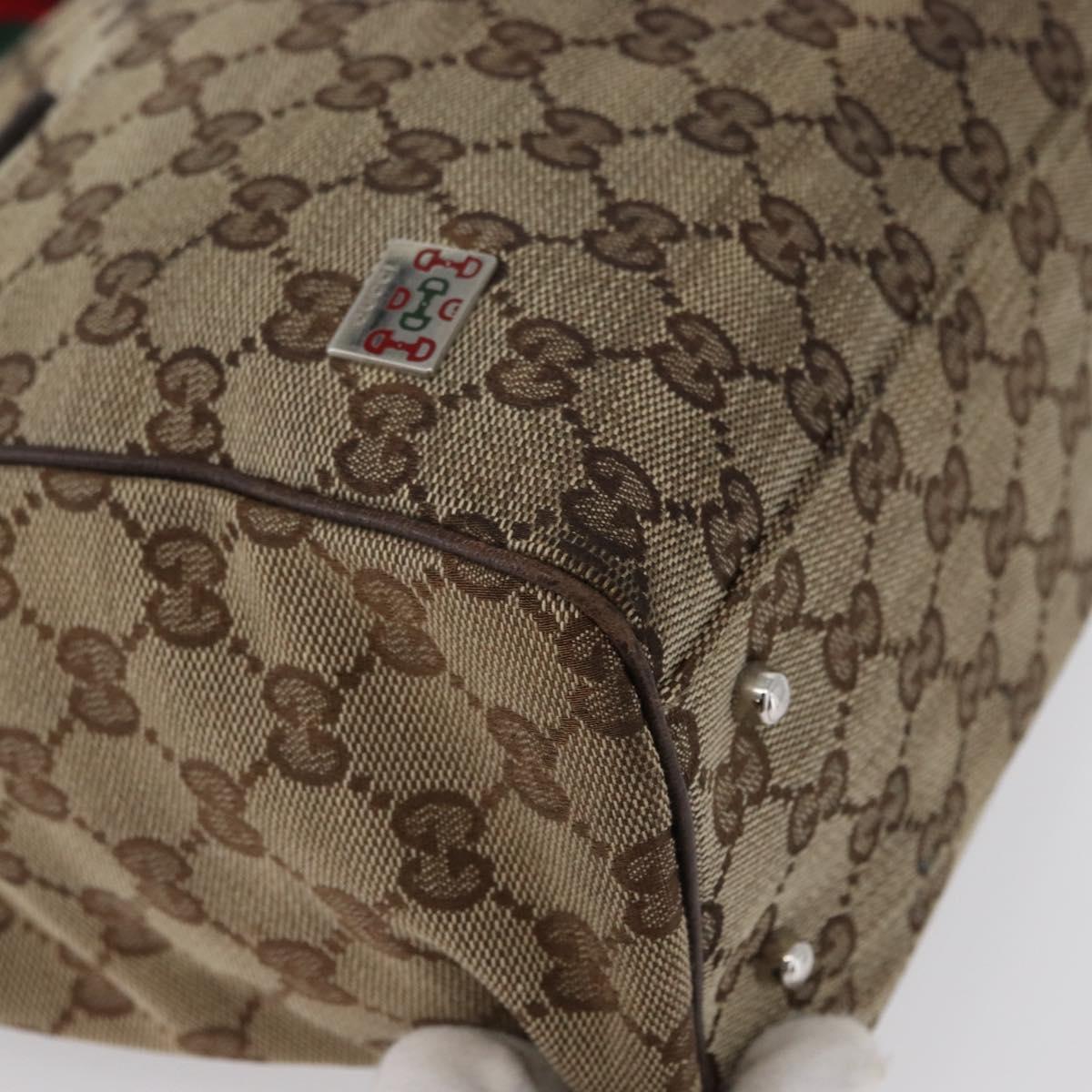 GUCCI GG Canvas Web Sherry Line Tote Bag Beige Silver 145810 Auth 172745