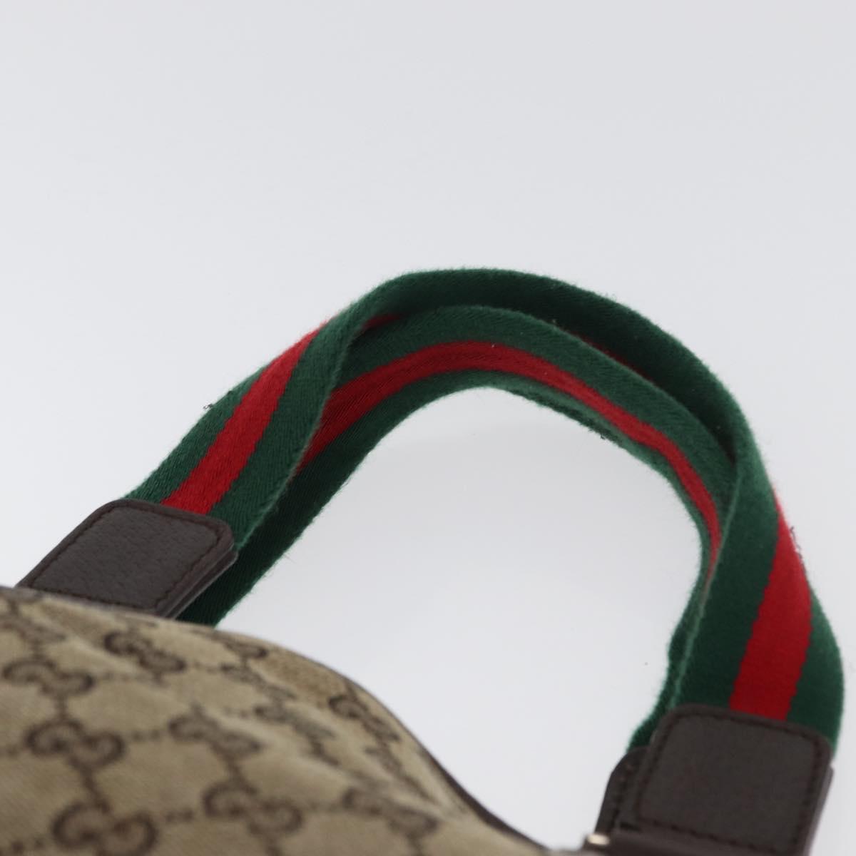 GUCCI GG Canvas Web Sherry Line Tote Bag Beige Silver 145810 Auth 172745