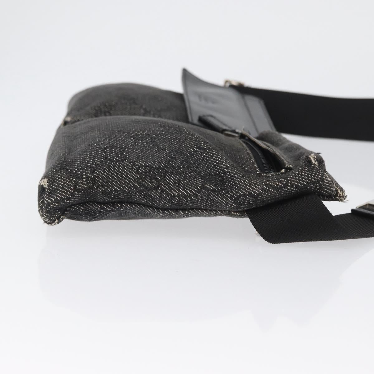 GUCCI GG Canvas Waist bag Black Silver 28566 Auth 172746