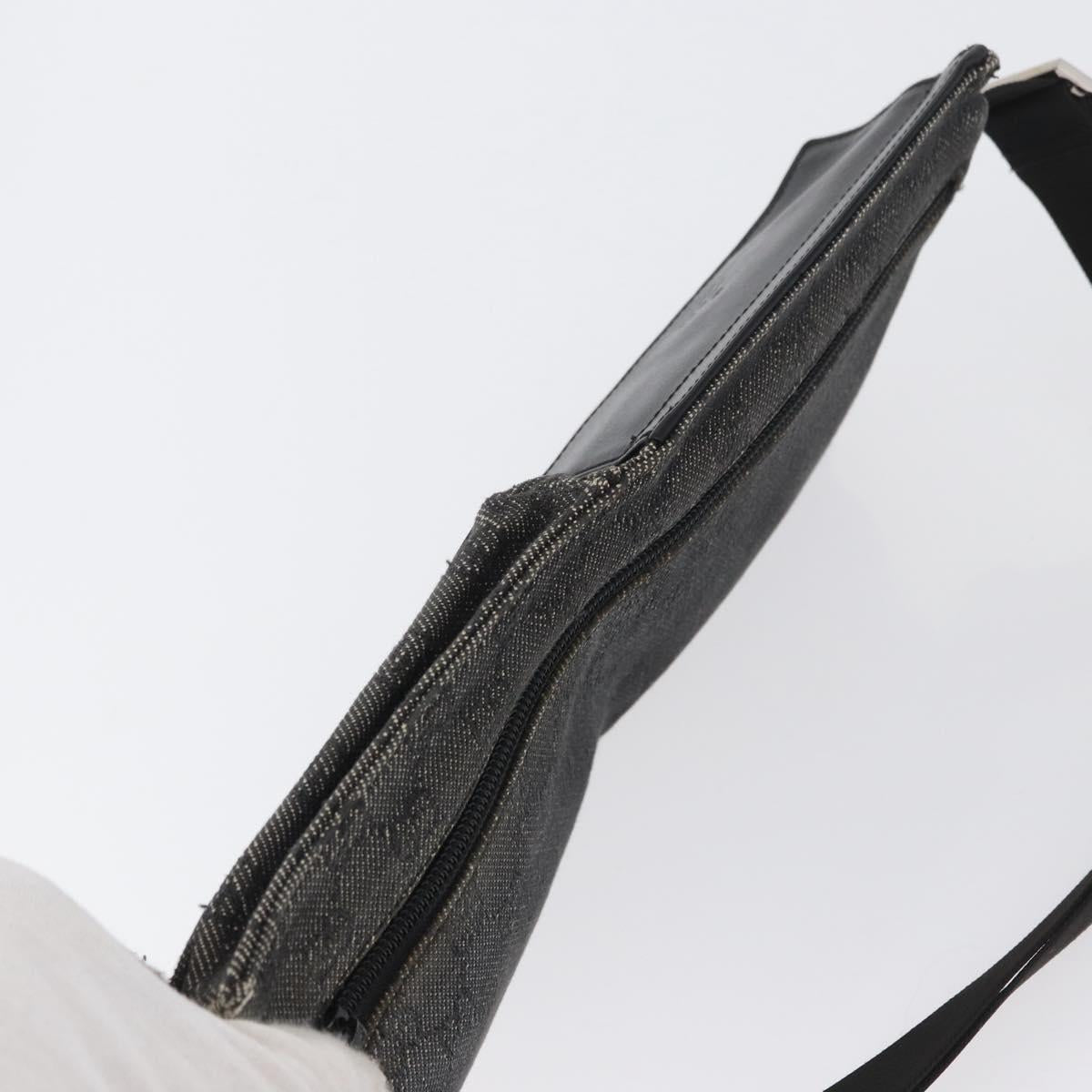 GUCCI GG Canvas Waist bag Black Silver 28566 Auth 172746